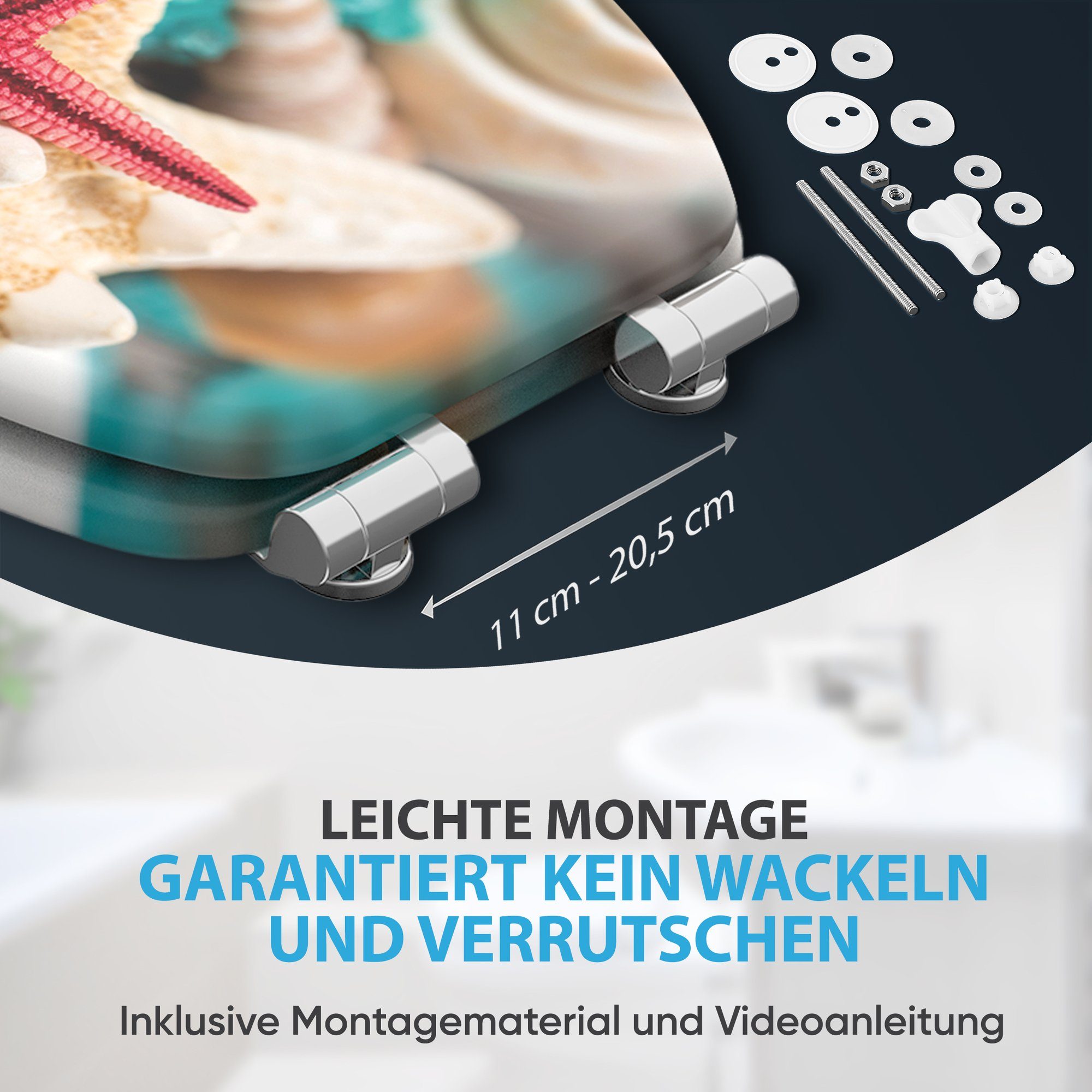 Sanilo WC-Sitz Bath Salts mit Absenkautomatik, Toilettendeckel direkt vom Hersteller, hochwertig & modern mit Motiv, universell, leichte Montage – Bild 5 von 5
