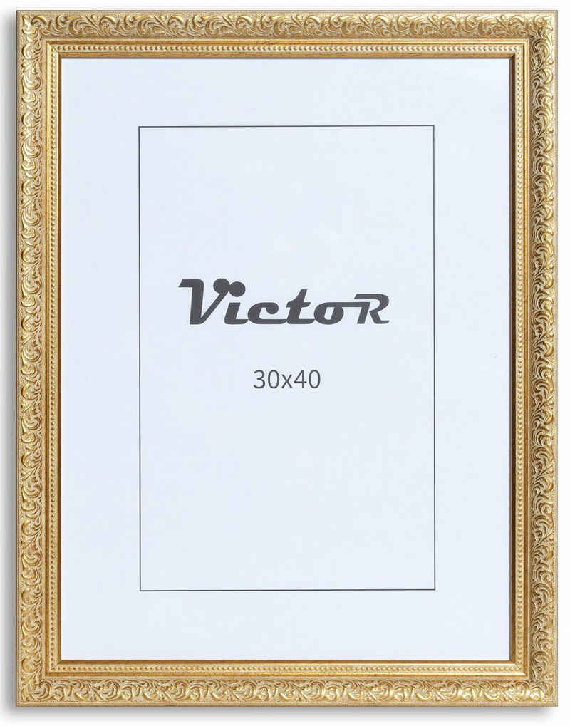 Victor (Zenith) Bilderrahmen Bilderrahmen \"Rubens\" - Farbe: Grün Gold - Größe: 30 x 40 cm, Bilderrahmen Set 30x40 cm Grün Gold A3, Bilderrahmen Barock, Antik