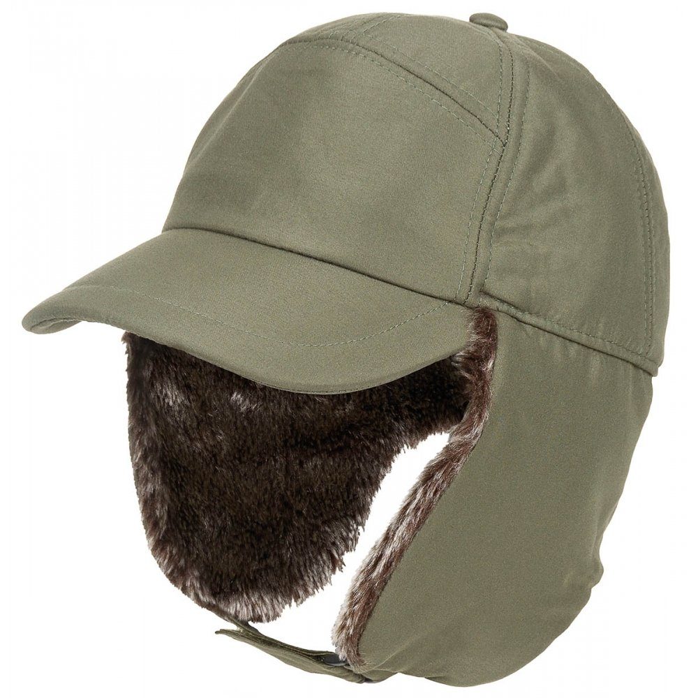 FoxOutdoor Fleecemütze Winter Cap, Trapper, oliv (Packung) innen Fleece