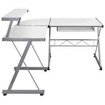 furnicato Schreibtisch Eck-Computertisch Weiß 132x112x99 cm Holzwerkstoff