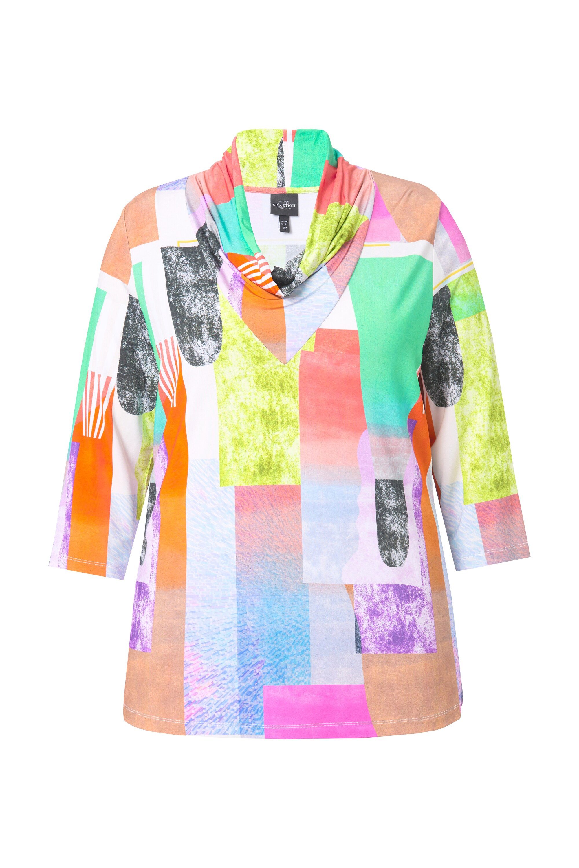 Ulla Popken T-Shirt Slinkyshirt bedruckt Wasserfallausschnitt günstig online kaufen