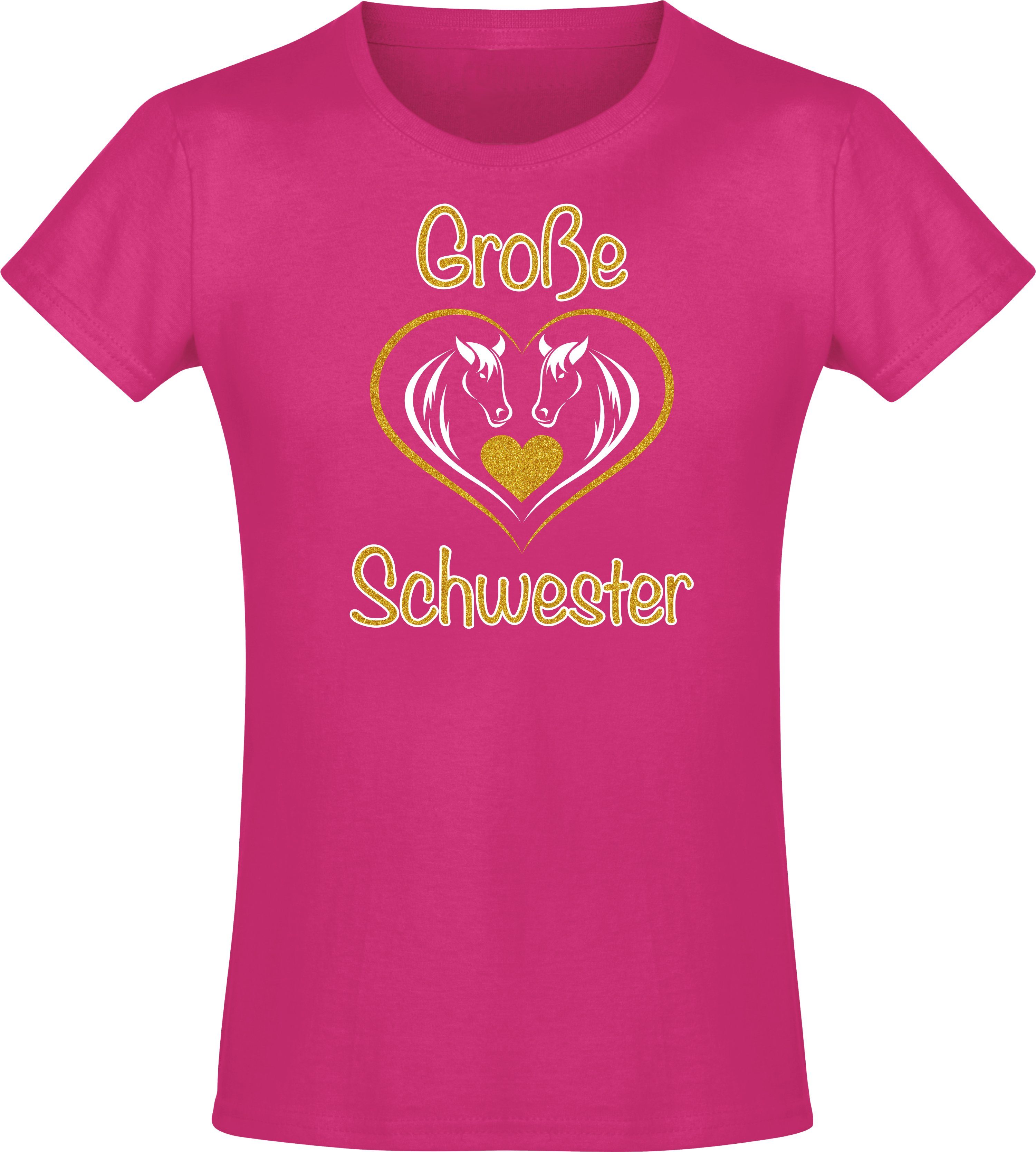 Baddery Print-Shirt Kinder Shirt: "Große Schwester" - T-Shirt Mädchen Geschenk Geburtstag, hochwertiger Siebdruck, aus Baumwolle