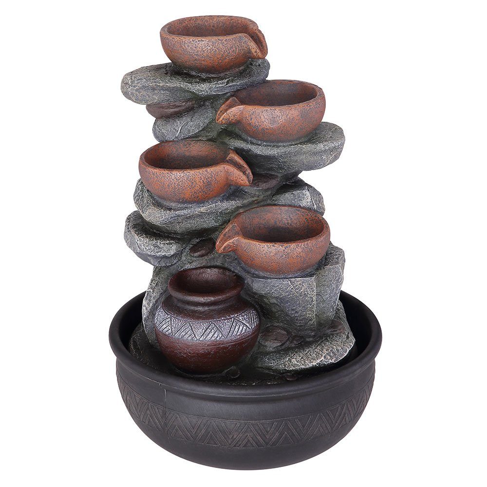 GLOBO LIGHTING Zimmerbrunnen, RGB LED Zimmer Tisch Brunnen Farbwechsel Deko Schalen Wasser Spiel-