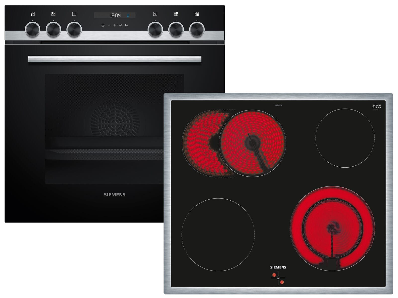 SIEMENS Elektro-Herd-Set, mit Teleskopauszug nachrüstbar, Reinigung mit Wasser / Dampf