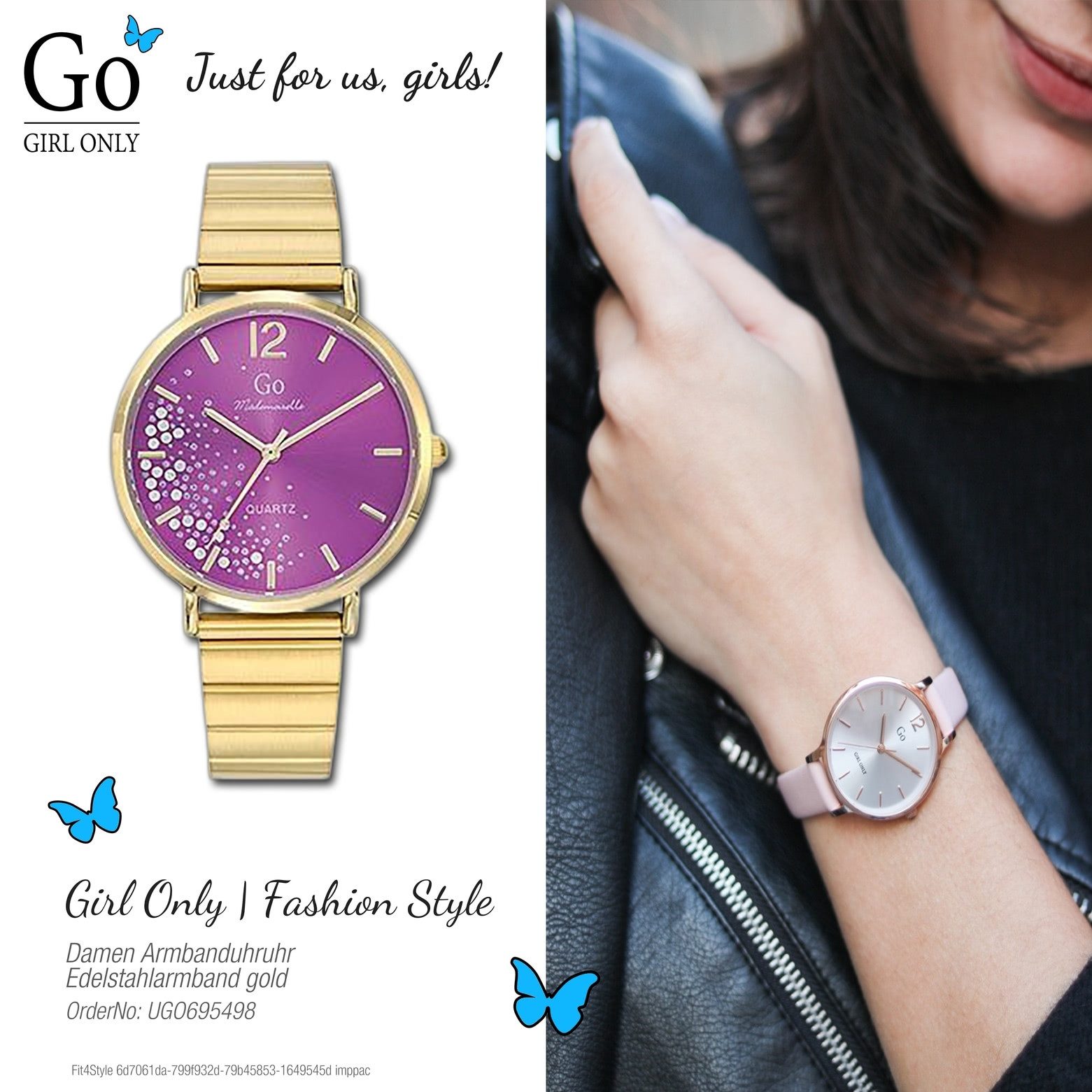 Girl Only Quarzuhr Girl Only GO Damen Armbanduhr, (Analoguhr), Damenuhr GO gold, mittel (ca. 36mm) Edelstahlarmband, Fashion-Style