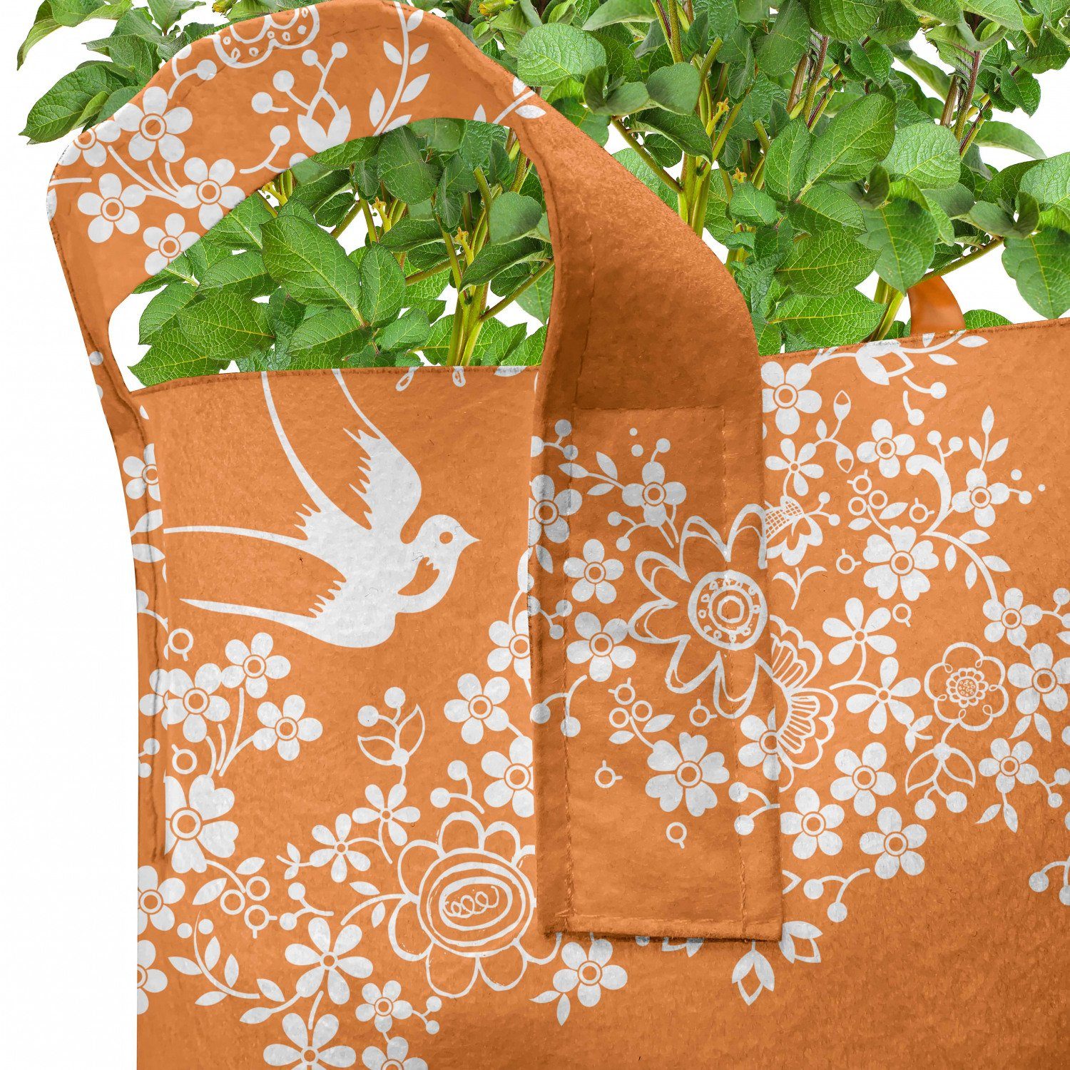 Abakuhaus Pflanzkübel hochleistungsfähig Stofftöpfe Japanische Pflanzen, mit für Baum-Vogel-Kunst Griffen Orange