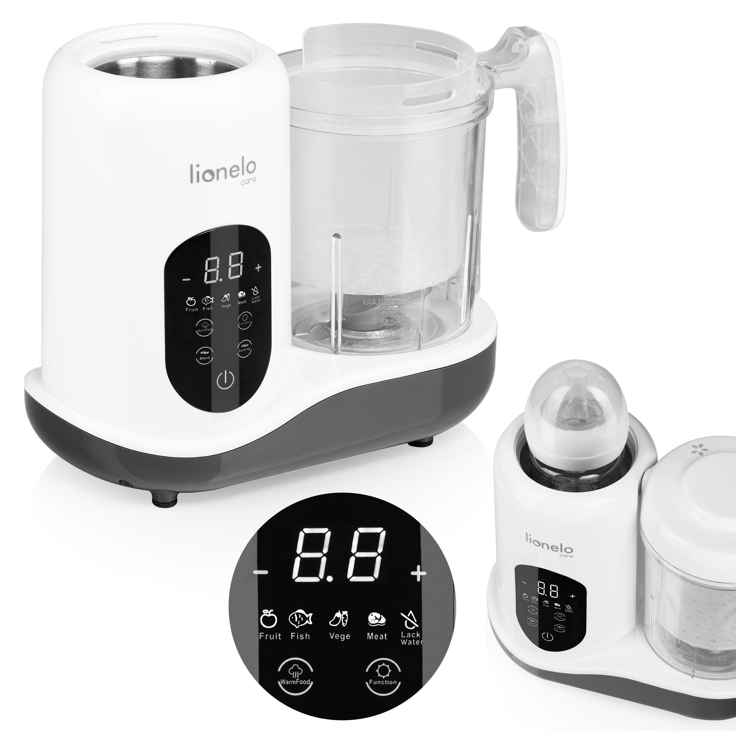 lionelo Производители детского питания LOC-BABY MENU, 300,00 W, 0,90 l Schüssel, 4 Programme/Entfrosten/Sterilisieren/Mixer/Touchscreen/900ml