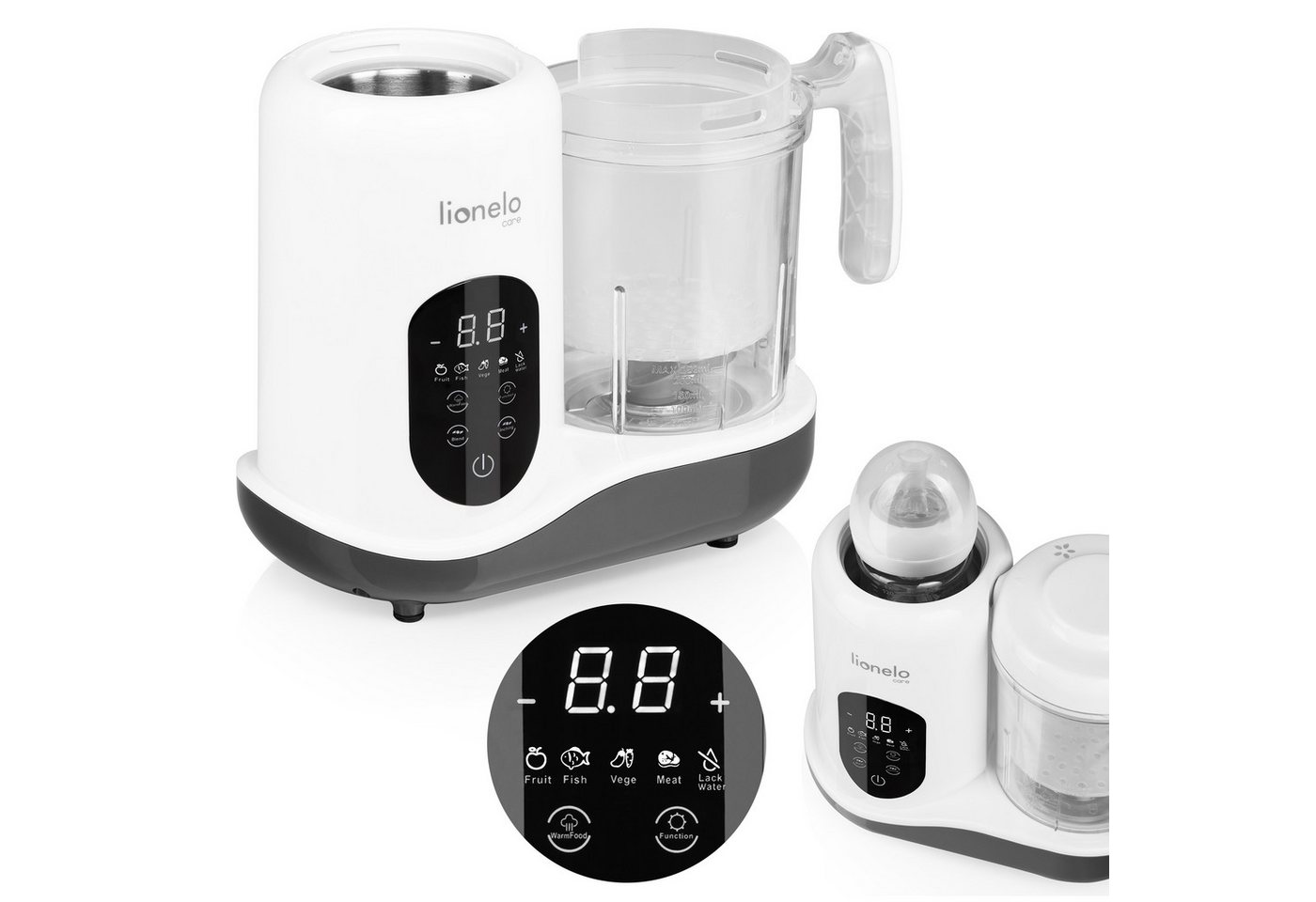 lionelo Babynahrungszubereiter LOC-BABY MENU, 300,00 W, 0,90 l Schüssel, 4 Programme/Entfrosten/Sterilisieren/Mixer/Touchscreen/900ml