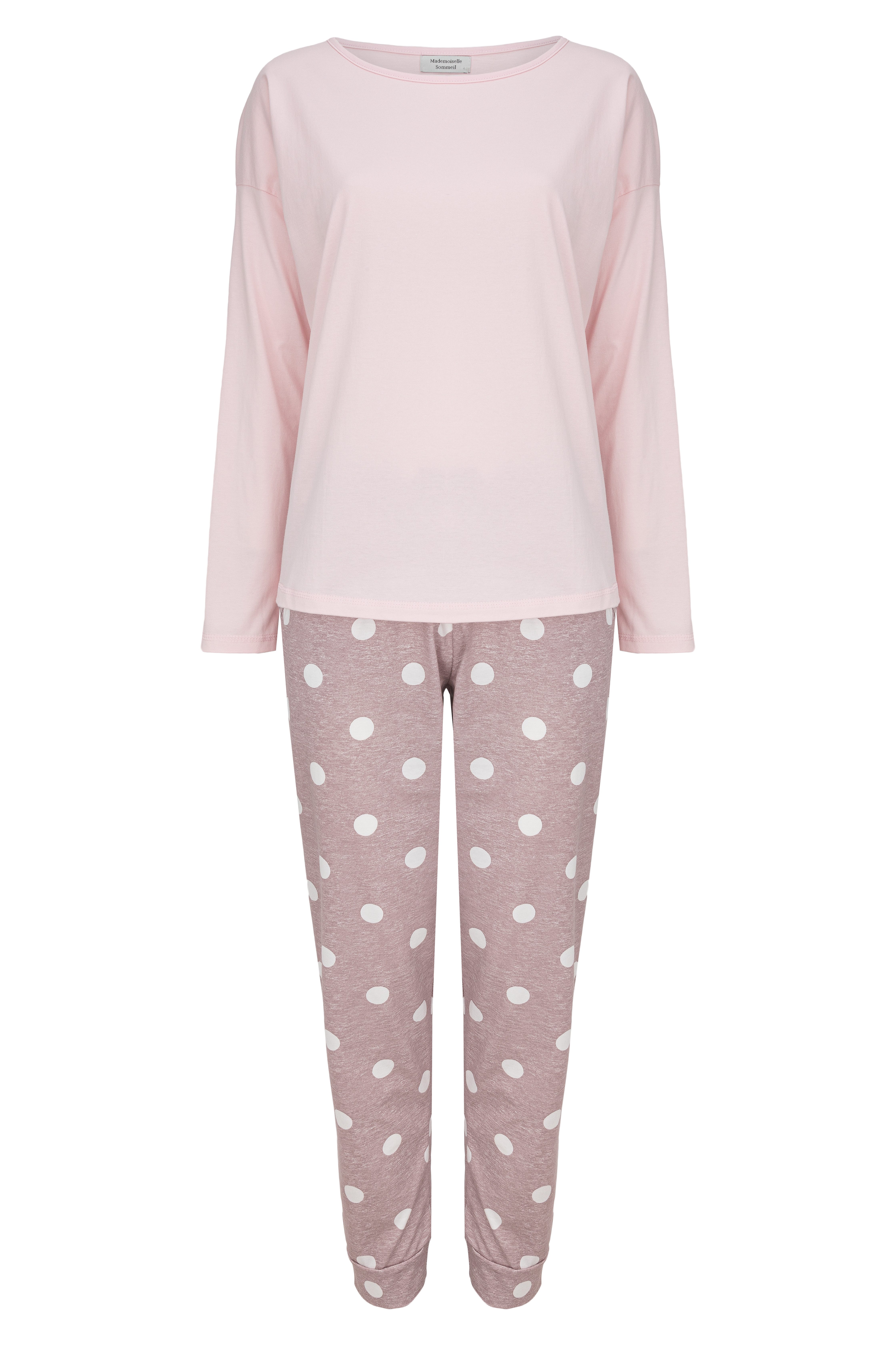 Mademoiselle Sommeil Pyjama Schlafanzug mit zartrosa Oberteil & Hose in hel günstig online kaufen