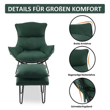 MCombo Schaukelstuhl M MCombo Sessel Schaukelsessel mit Hocker 4118, Schaukelsessel mit Hocker, Lesestuhl, Stillsessel, Swing Chair