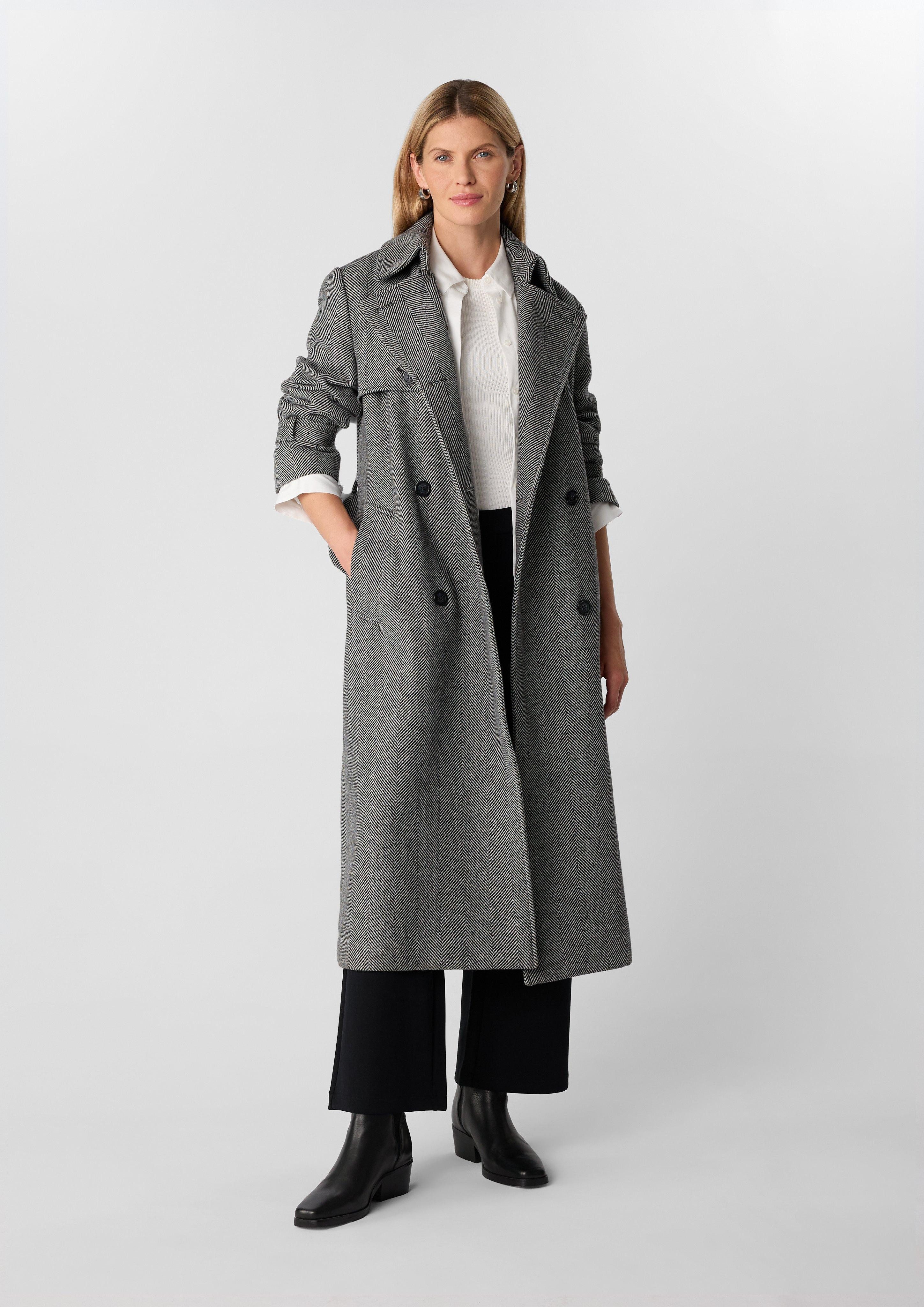comma Langmantel Eleganter Trenchcoat aus Wollmix günstig online kaufen