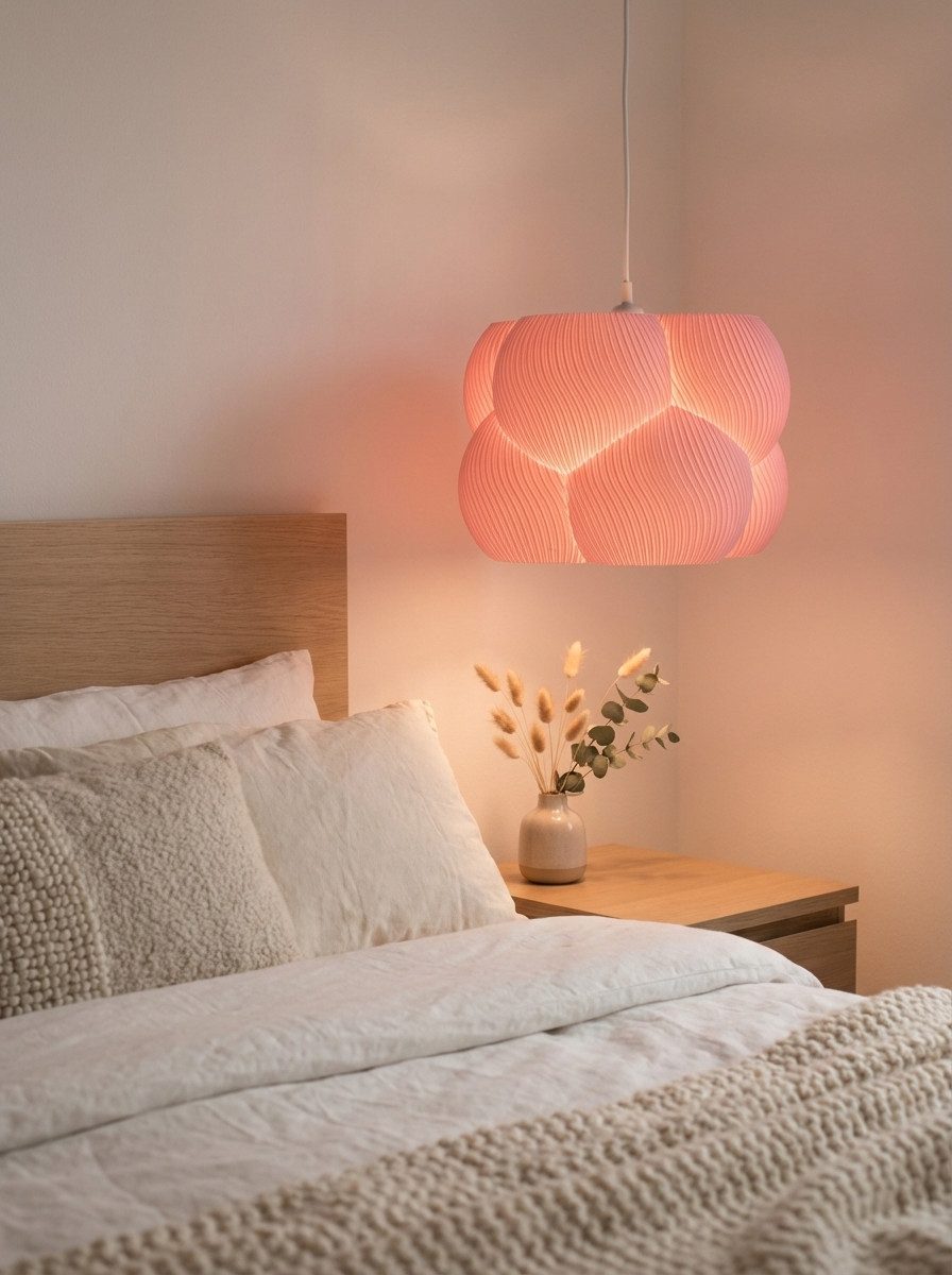 Roomberry Lampenschirm Bubble Hängelampe Pendelleuchte E27 rund, weiß beige rosa lila grau 25-35cm