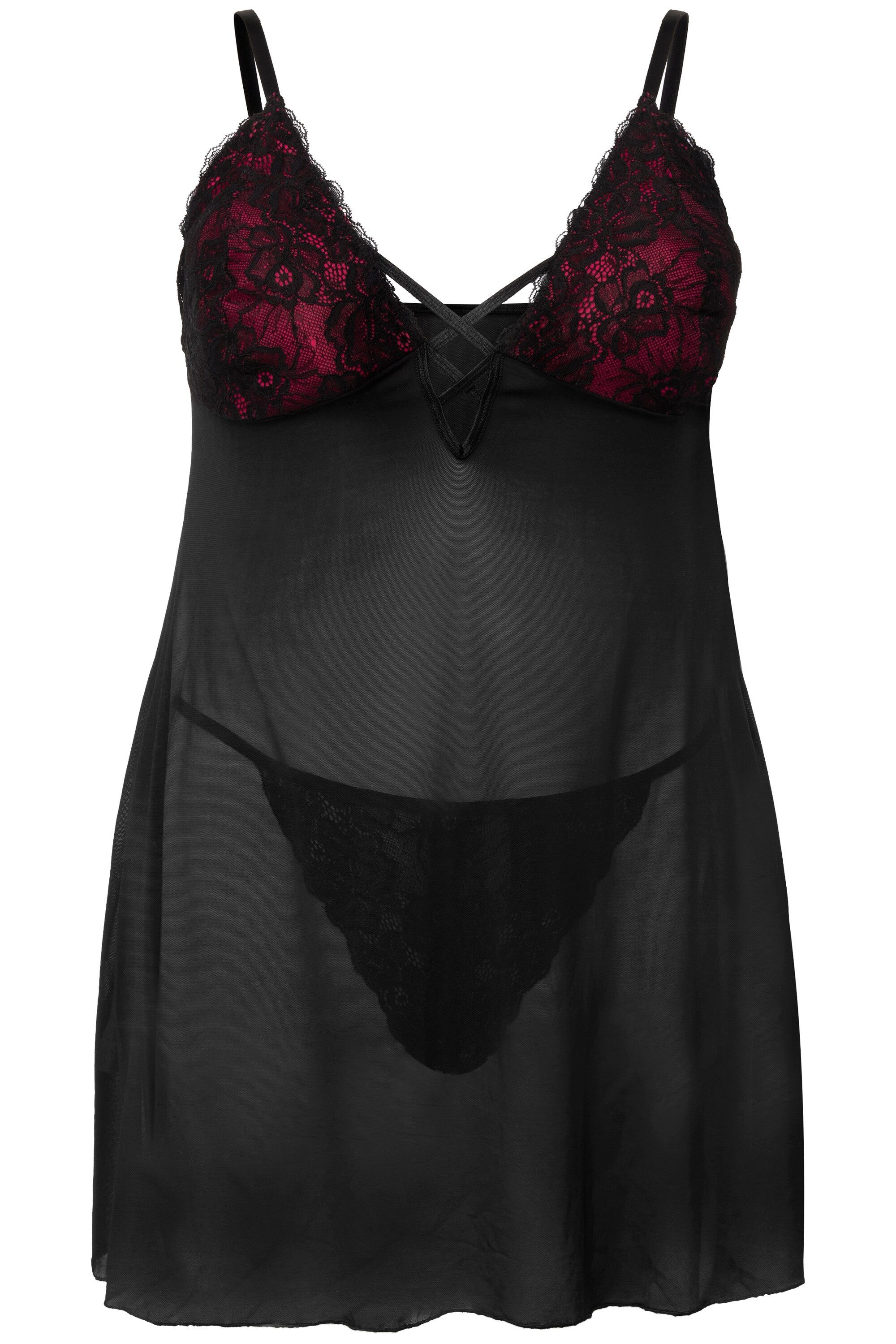 Ulla Popken Nachthemd 2er-Pack Négligé V-Ausschnitt String günstig online kaufen