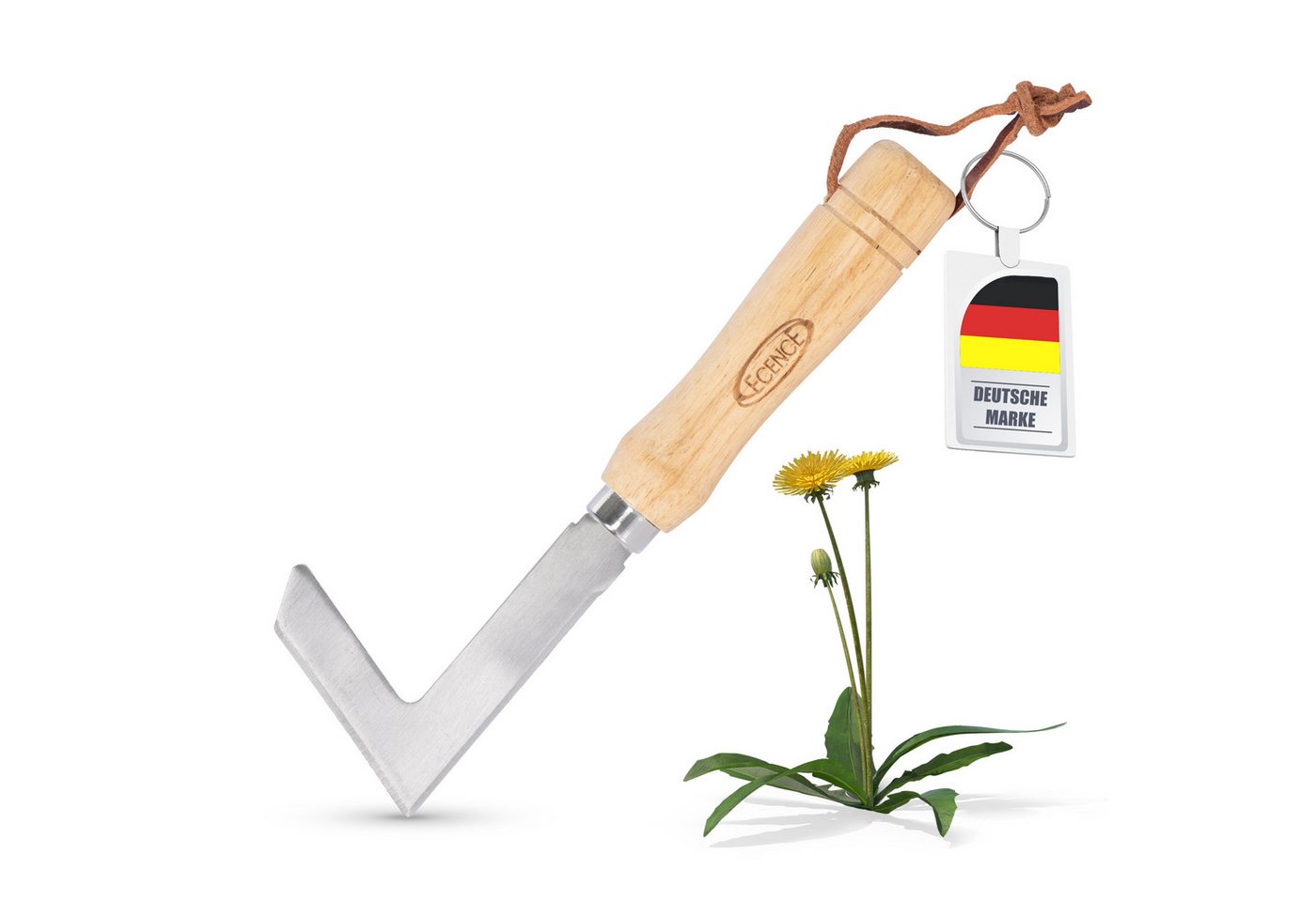 ECENCE Fugenkratzer Unkrautstecher Edelstahl Fugenmesser Entfernen von Moos & Unkraut, mit Holzgriff