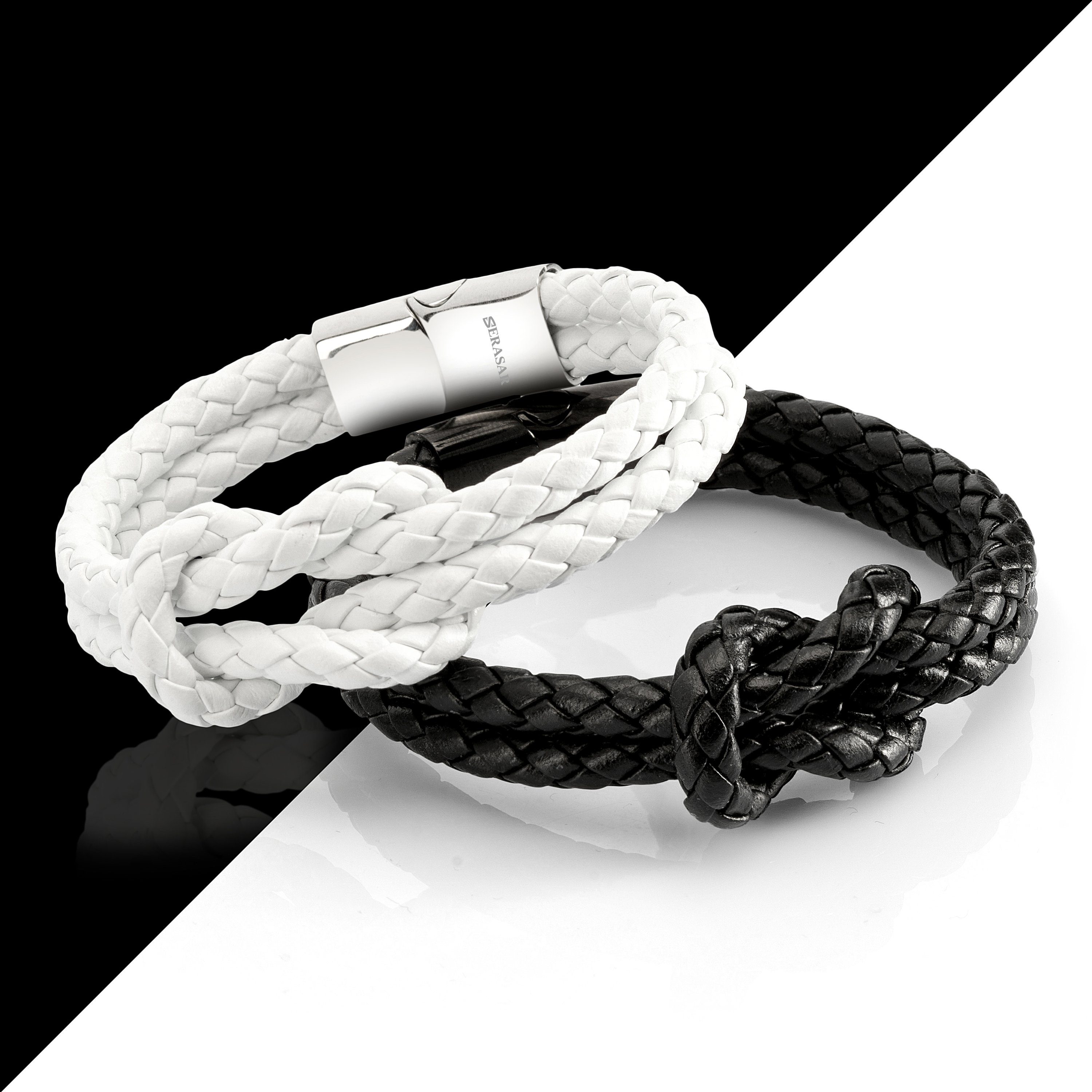 1-tlg), verlängerbar Lederarmband (Klassisch, elegant, Glied durch SERASAR casual, Leder "Knot" Schwarz zusätzliches Kreuzknoten, Damenarmband