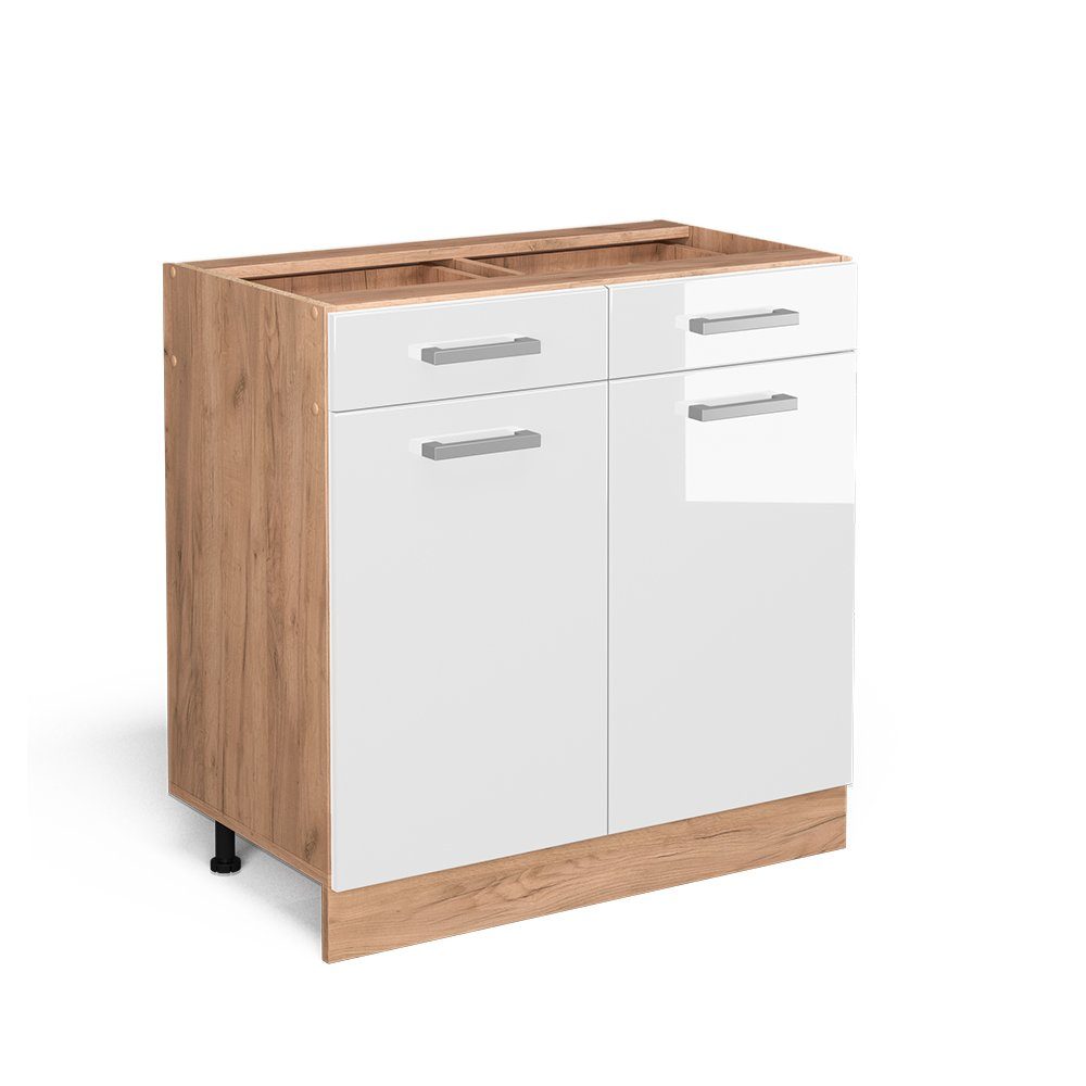 Vicco Unterschrank R-Line, Weiß Hochglanz/Goldkraft Eiche, günstig online kaufen