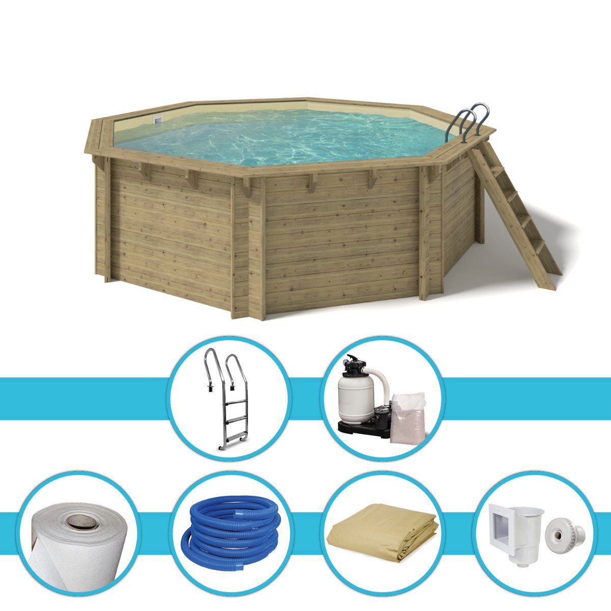 Paradies Pool Pool, Holzpool Kalea 528x138cm, Folie sand 0,8mm