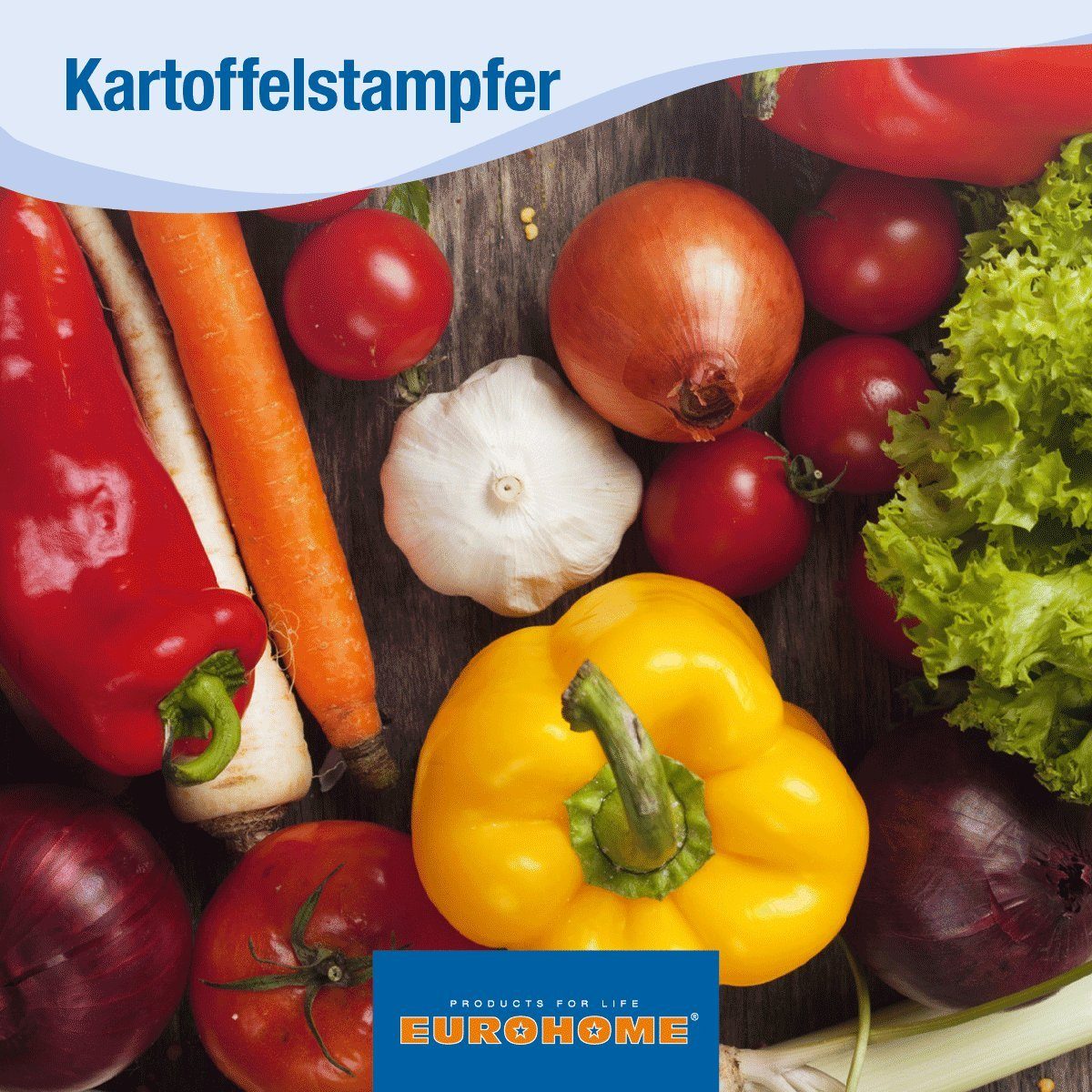 EUROHOME Kartoffelstampfer Kartoffelpresse mit ergonomischem Kunststoffgriff (1 St), Edelstahl, Kartoffelstampfer Weiß - Ausklappbar Edelstahl