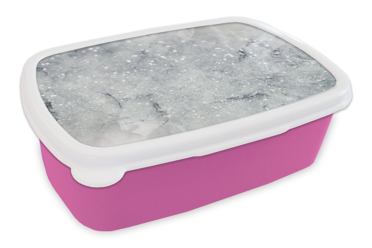 MuchoWow Lunchbox Marmor - Luxus - Glitzer, Kunststoff, (2-tlg), Brotbox für Erwachsene, Brotdose Kinder, Snackbox, Mädchen, Kunststoff rosa | Lunchboxen