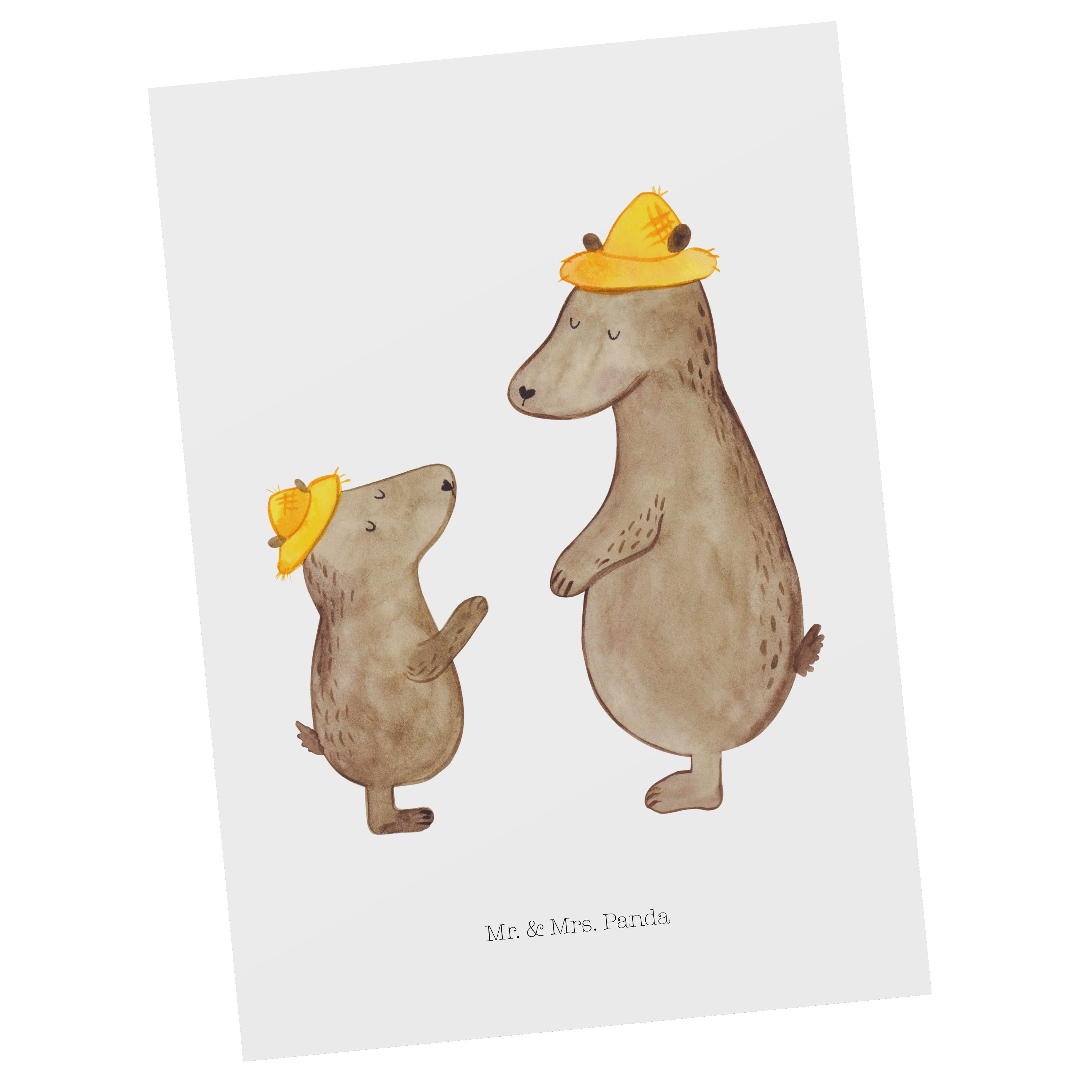 Mr. & Mrs. Panda Postkarte Bären mit Hut - Weiß - Geschenk, Geschenkkarte, Papi, Opa, Grußkarte