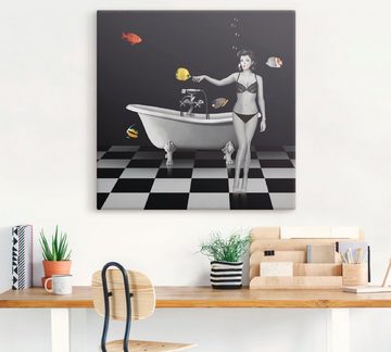 Artland Wandbild Ein Badezimmer für Fische, Frau (1 St), als Alubild, Outdoorbild, Leinwandbild in verschied. Größen