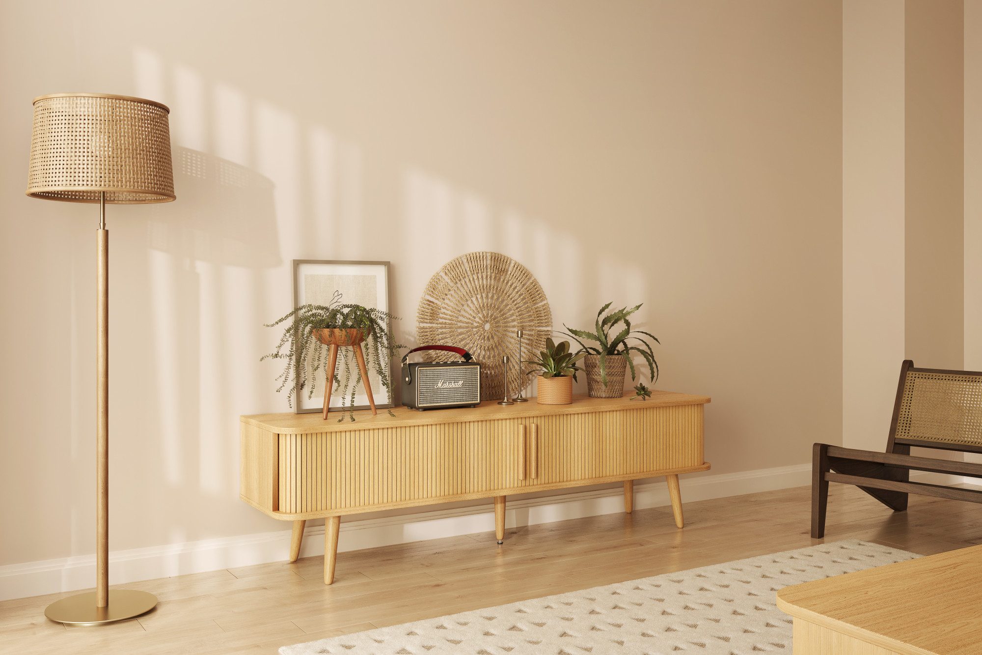 Woodman TV-Board Rove, besonderes Design, in zwei Breiten, mit Eichenholzfurnier, FSC®