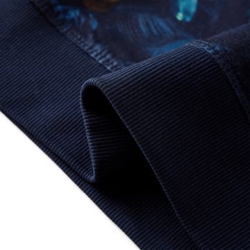 vidaXL Strickpullover Kinder-Sweatshirt mit Löwen- und Pflanzen-Motiv Marineblau 140