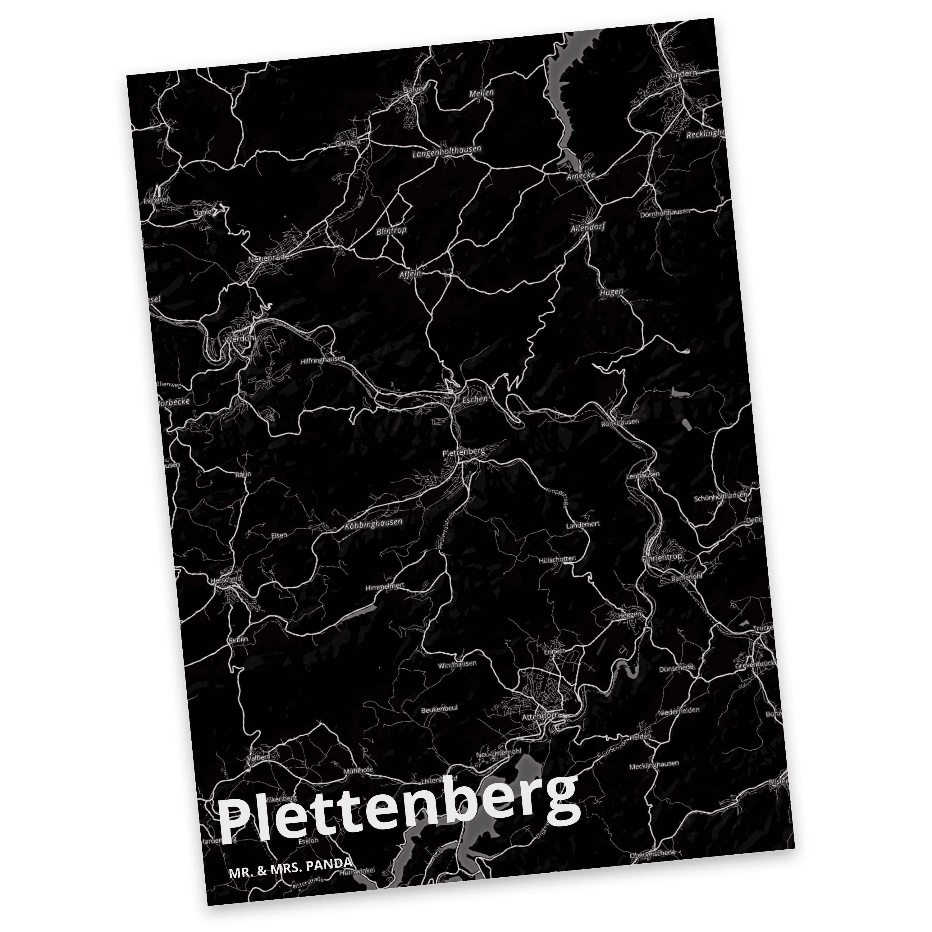 Mr. & Mrs. Panda Postkarte Plettenberg - Geschenk, Städte, Karte, Geschenkkarte, Dorf, Ort, Stad