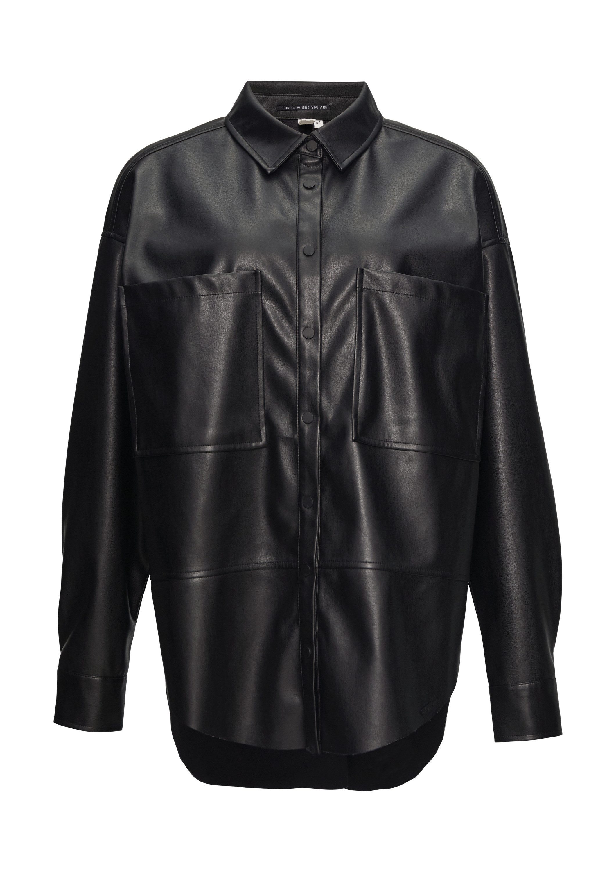 QS Langarmbluse Bluse Hemdbluse in Lederoptik günstig online kaufen