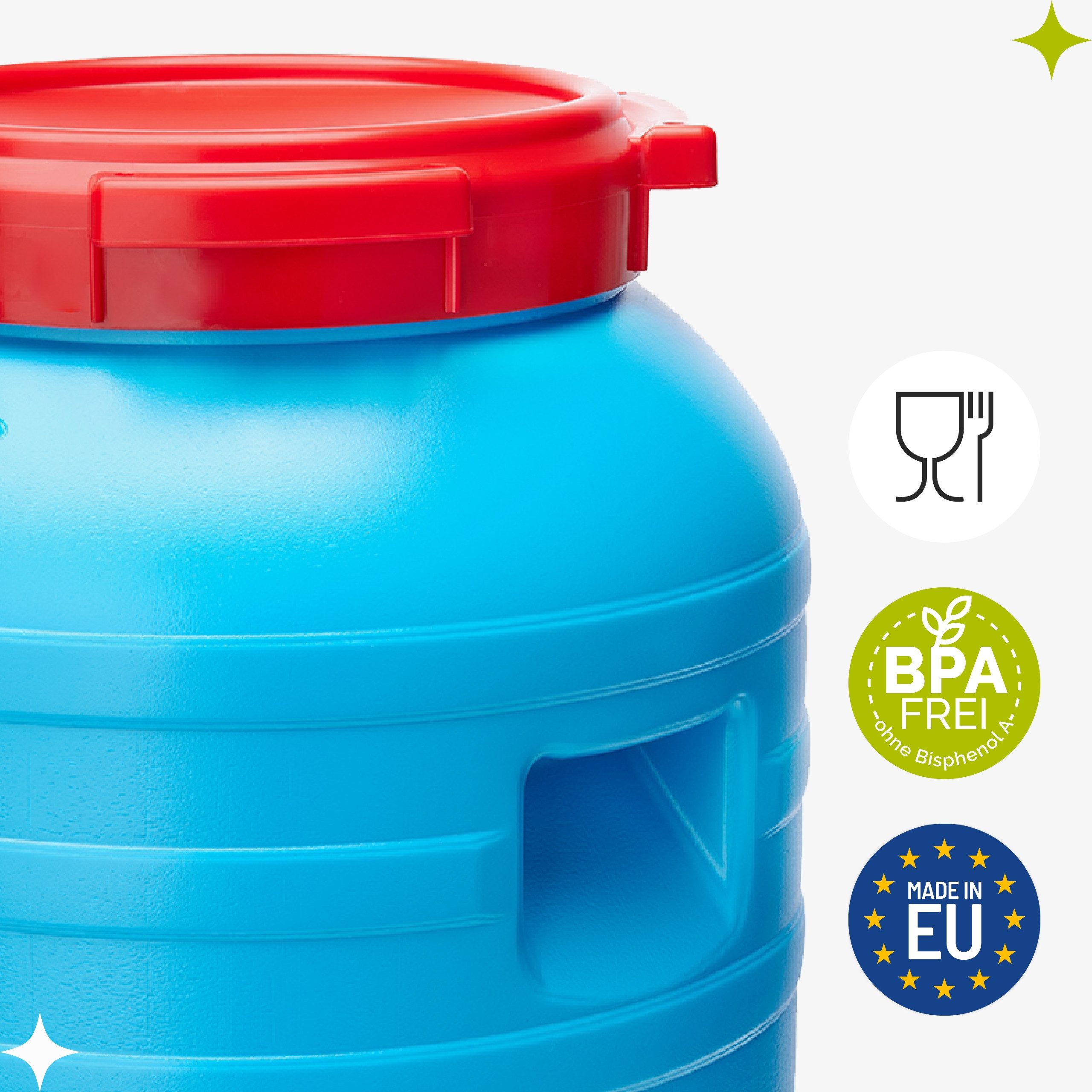 Garronda Regentonne Plastikfass für Garten Lebensmittelfass aus HDPE-Kunststoff GD-0055, 30 l, (2-tlg) – Bild 4 von 5