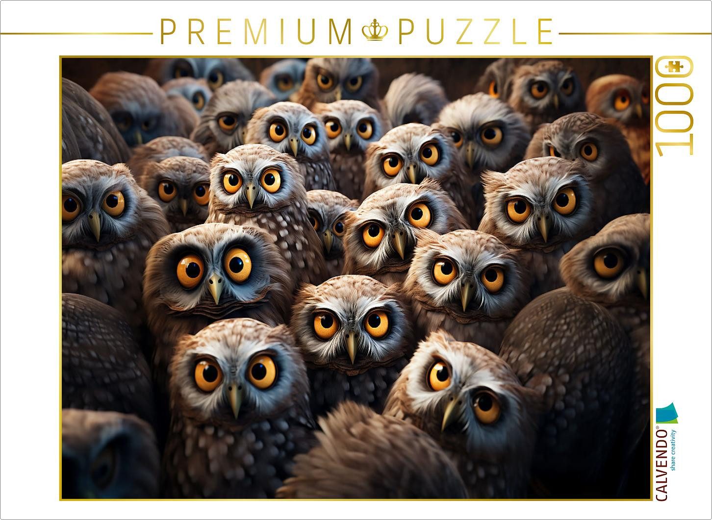 Puzzle CALVENDO Puzzle Viele Eulen auf einem Bild, 1000 Teile Lege-Größe 64x