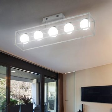 etc-shop LED Deckenleuchte, Leuchtmittel inklusive, Warmweiß, Deckenleuchte Wohnzimmerlampe LED Glas Deckenlampe silber