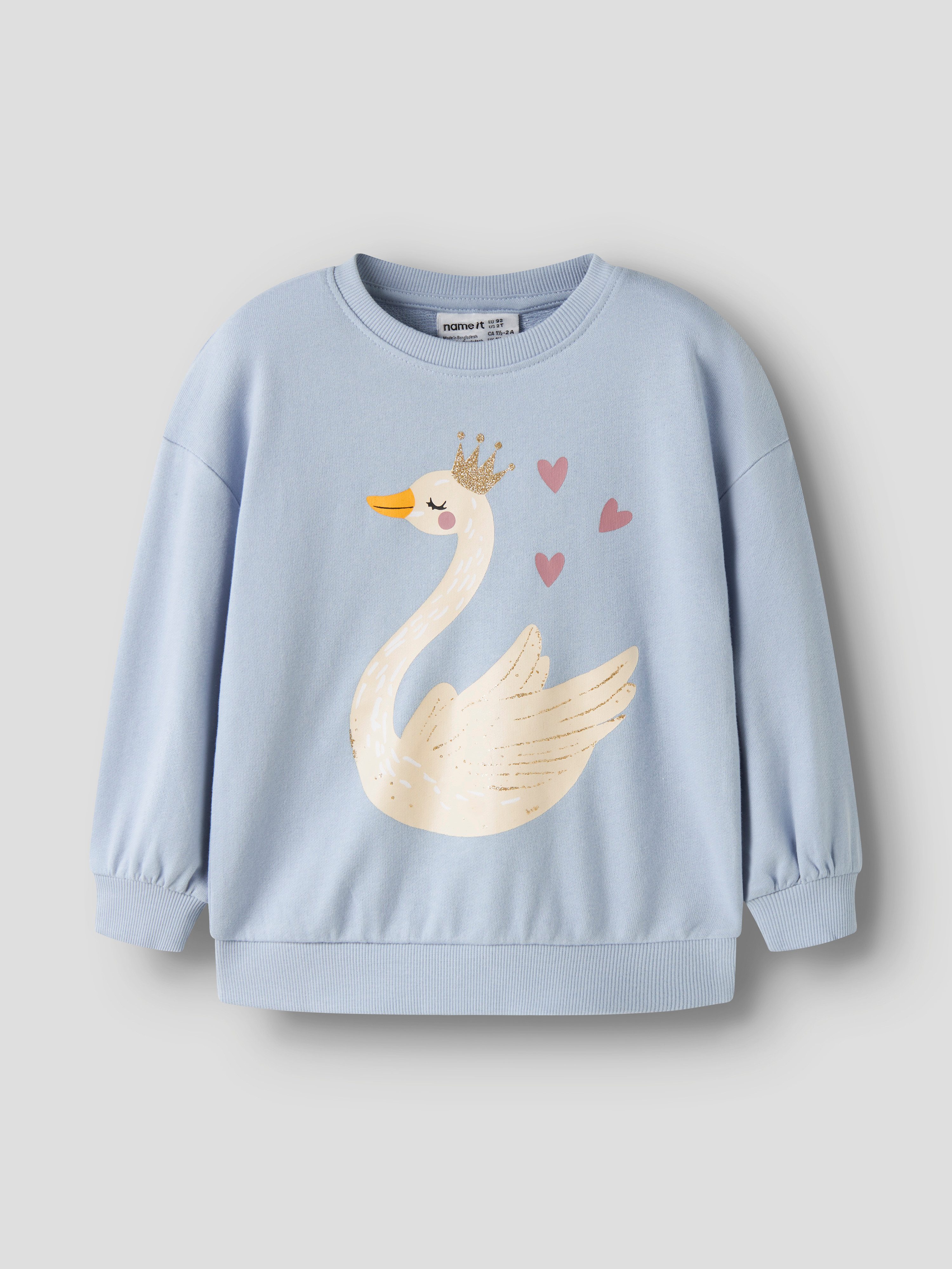 Name It Sweatshirt NMFVALONA LS LONG RLX SWEAT UNB Baumwolle, Druck mit Glitzerdetail – Bild 2 von 4