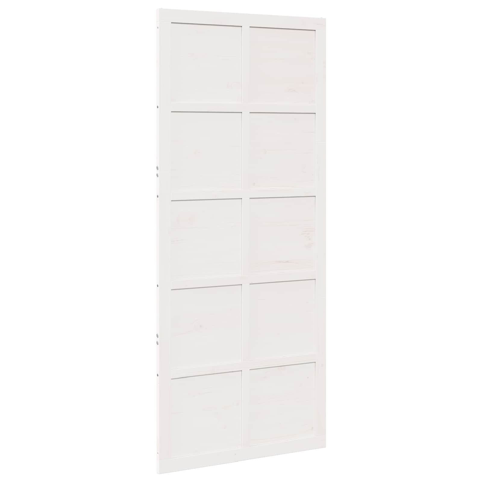 vidaXL Schiebetür Scheunentür Weiß 90 x 2,5 x 208 cm Massives Kiefernholz (1-St)
