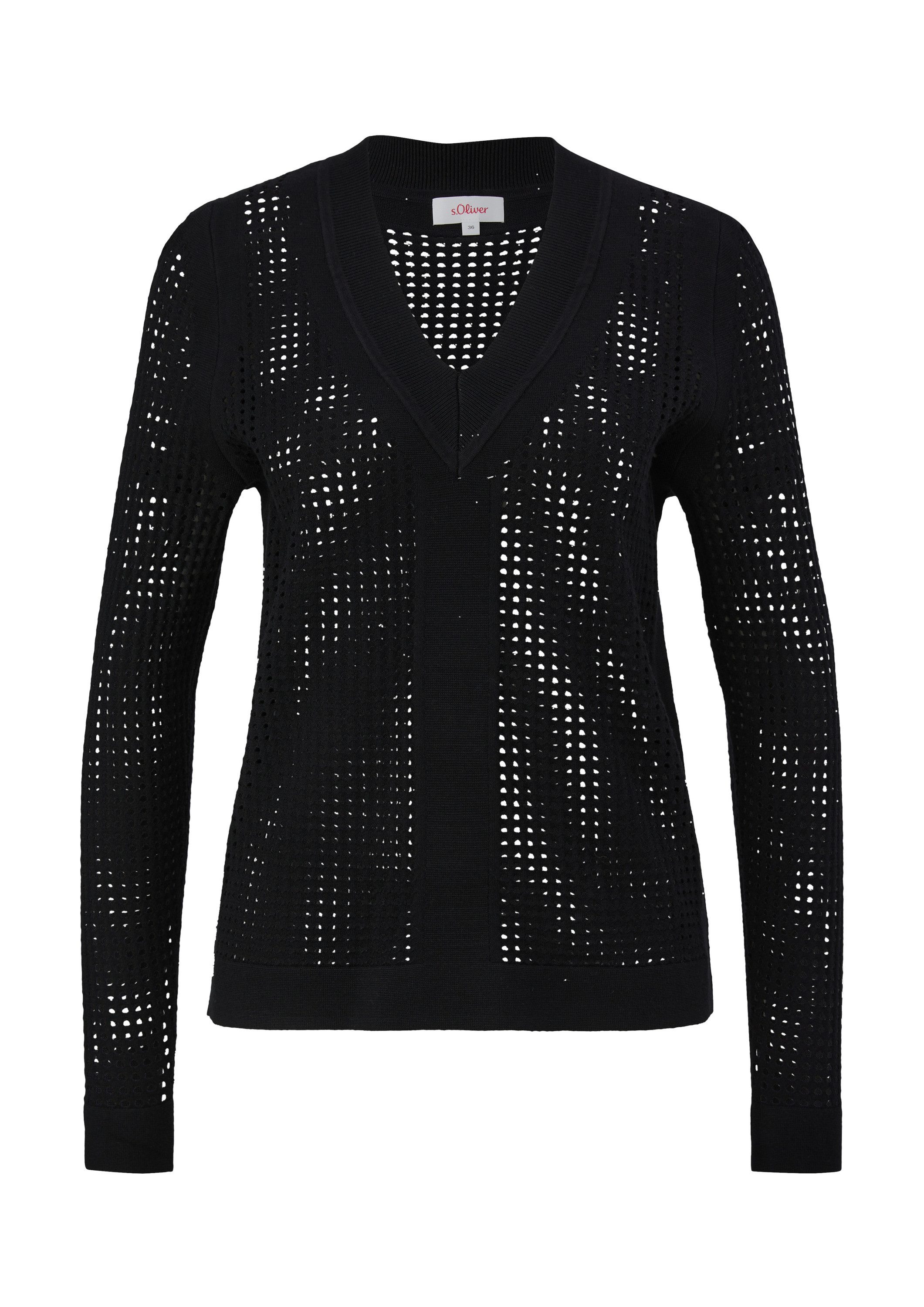 s.Oliver Longpullover Strickpullover Pullover mit Lochmuster günstig online kaufen