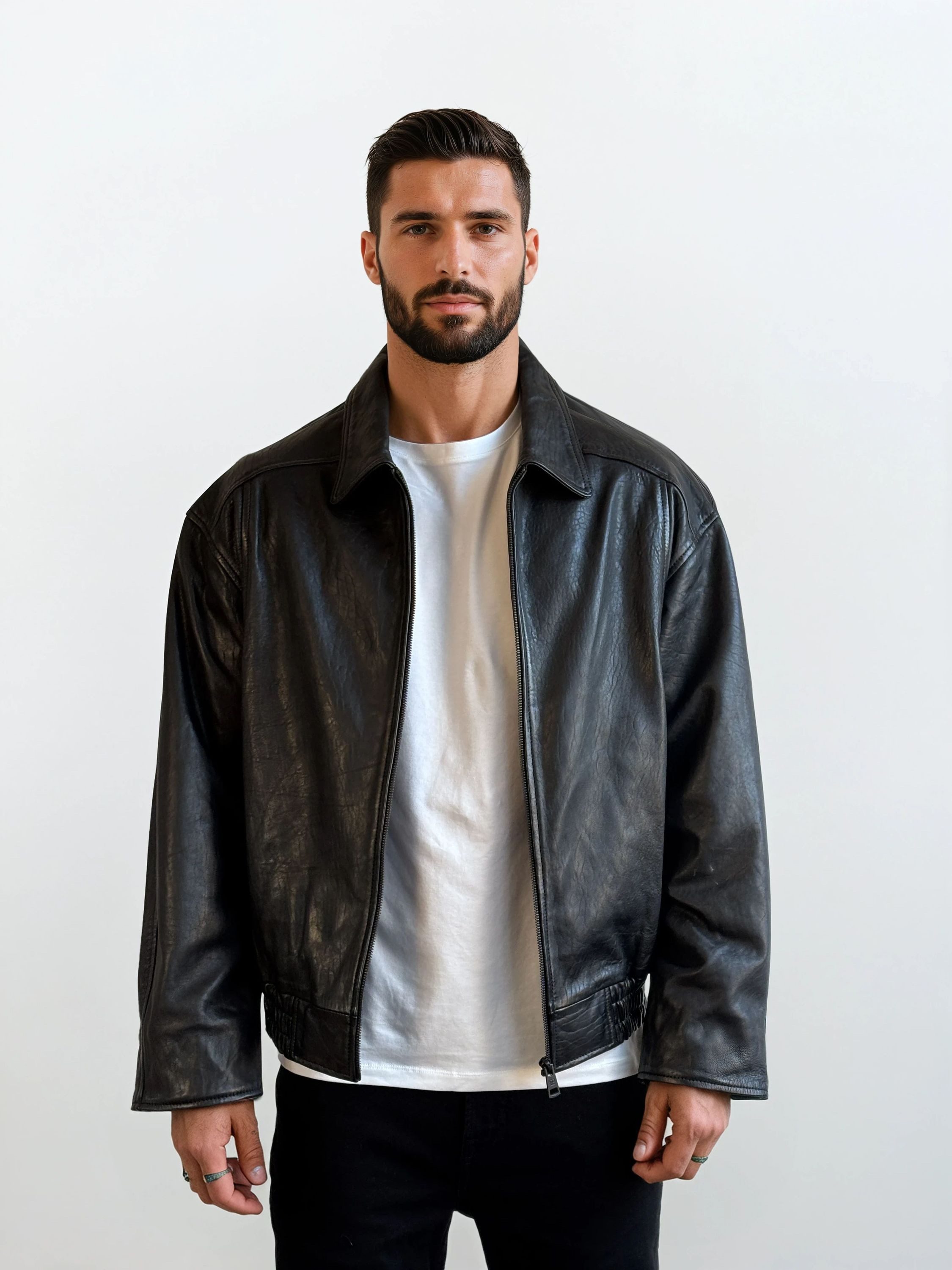 trueprodigy Lederjacke Pekka Blouson Stil mit Hemdkragen