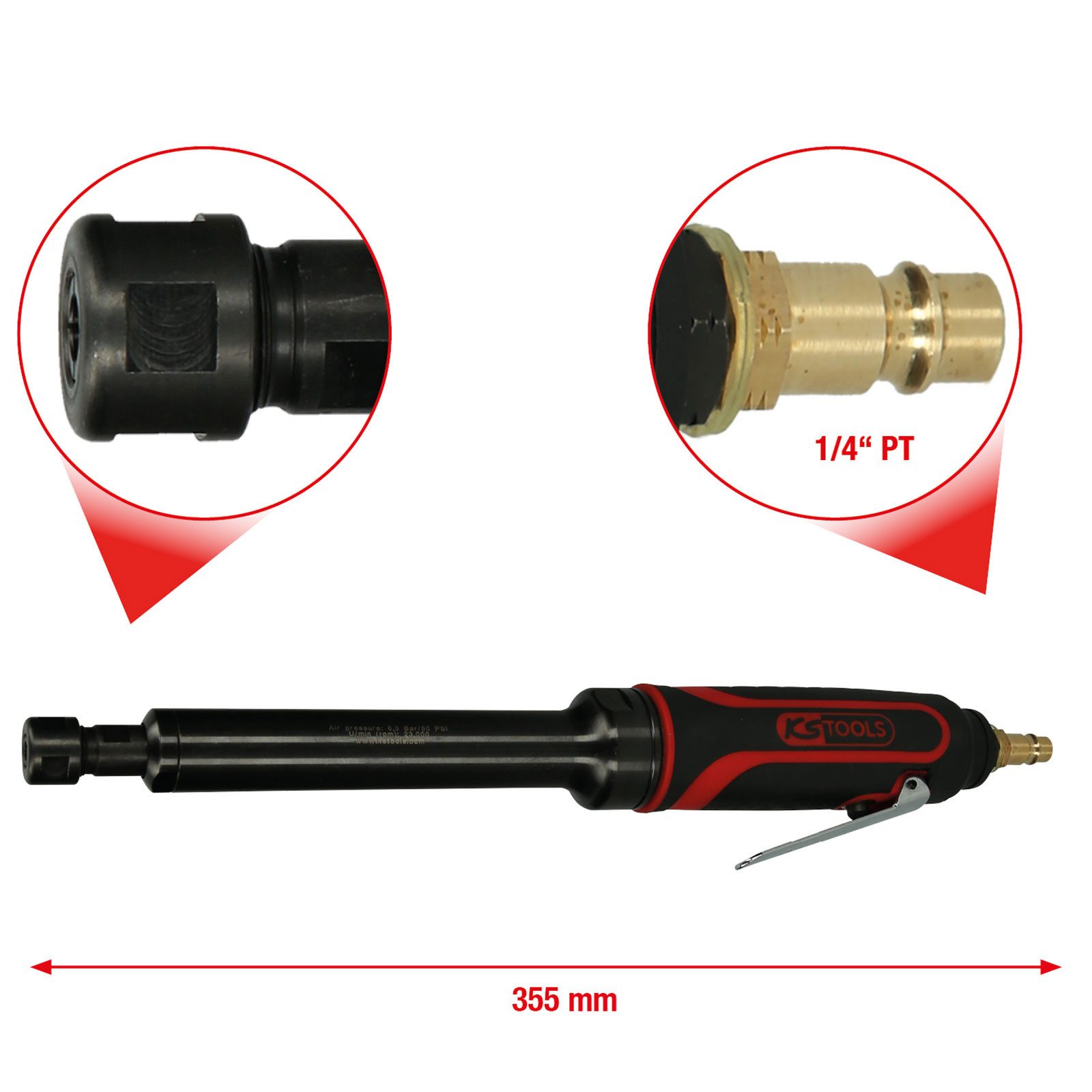Thumbnail - KS Tools Druckluftschlauch KS TOOLS Langschaft-Druckluft-Stabschleifer 23.000 U/min - 515.54...