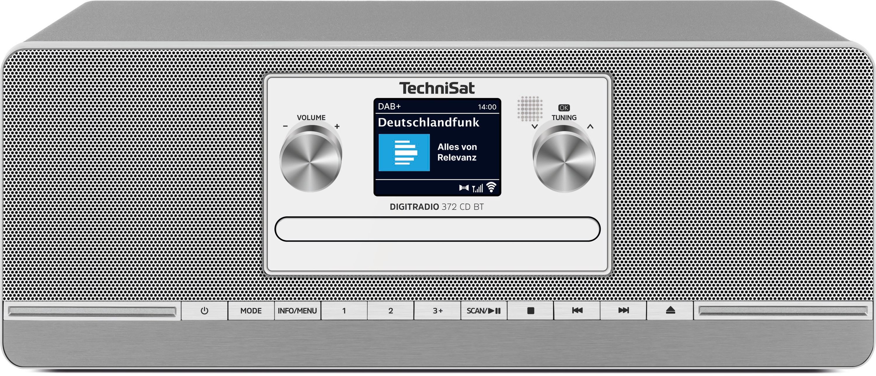 TechniSat DIGITRADIO 372 CD BT Digitalradio (DAB) (Digitalradio (DAB), FM-Tuner mit RDS, 10 W, UKW, CD, Bluetooth, Fernbedienung, USB, AUX, Wecker, Favoritenspeicher)