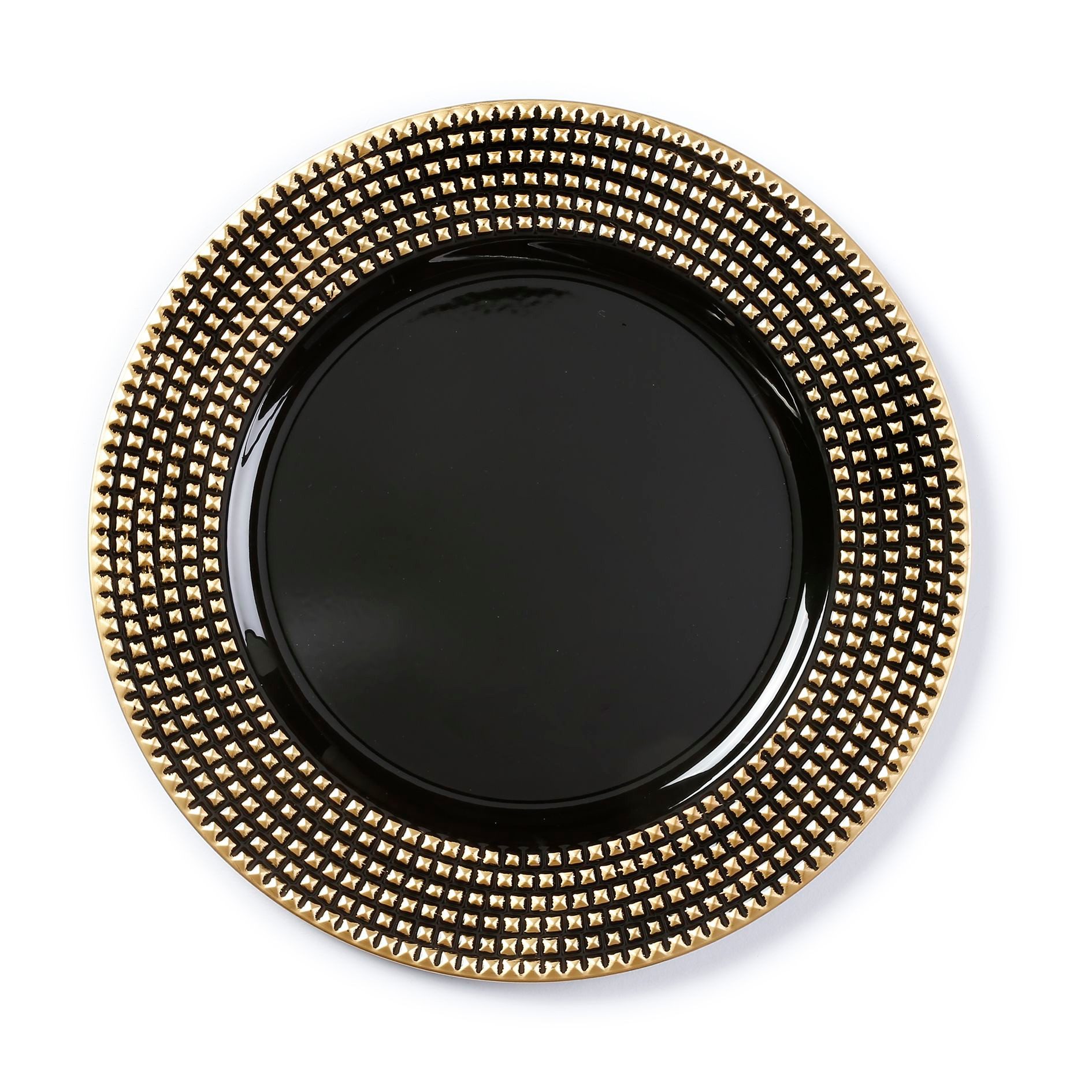 MAGIC by Inge Dekoteller, Dekoteller Kunststoff mit Nieten am Rand 33cm schwarz / Gold