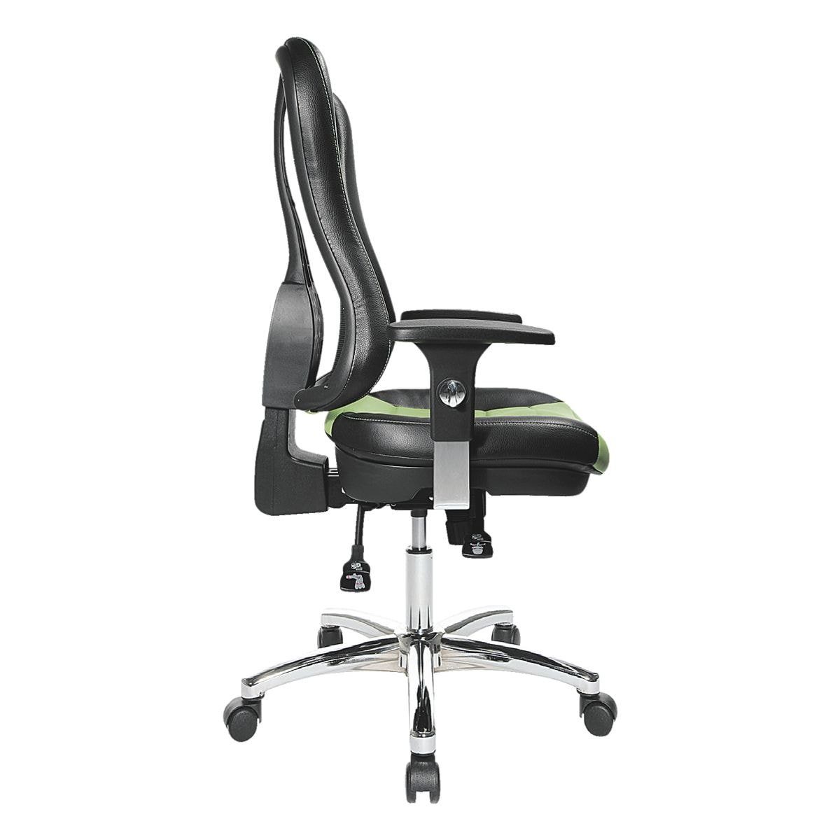 TOPSTAR Schreibtischstuhl Headpoint RS Armlehnen) Fußkreuz, schwarz-grün und (ohne mit Punkt-Synchronmechanik verchromtem Deluxe
