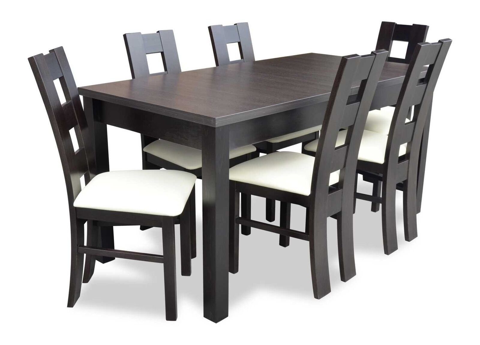 JVmoebel Esstisch Klassischer Esstisch Tisch Holz Esszimmer Garnitur 6x Stühle Set (7-St., Esstisch, 6x Stühle) Schwarz