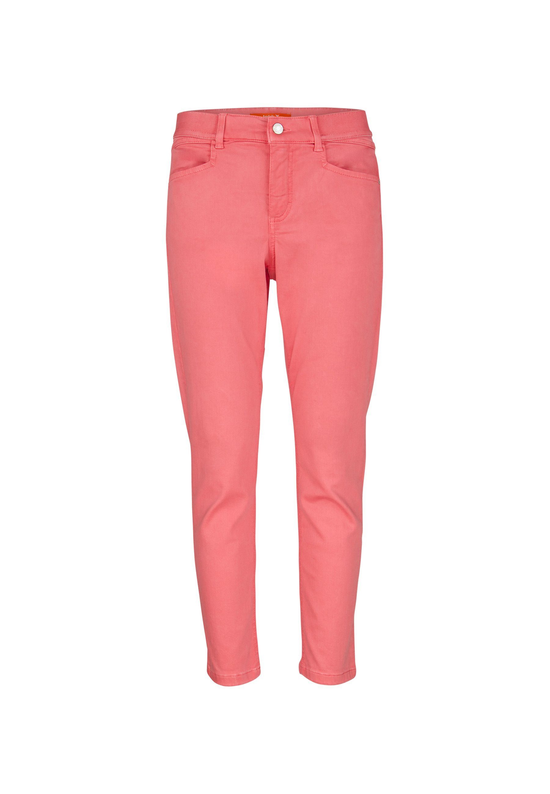 OSFA Coloured ANGELS Crop Jeans mit Denim Label-Applikationen mit pink Slim-fit-Jeans