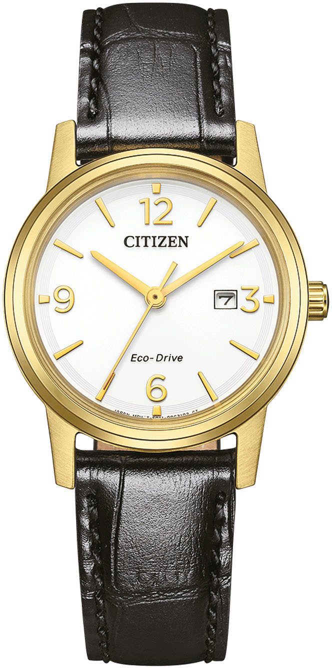 Citizen Solaruhr EW2722-01A, Armbanduhr, Damenuhr, Lederarmband, günstig online kaufen