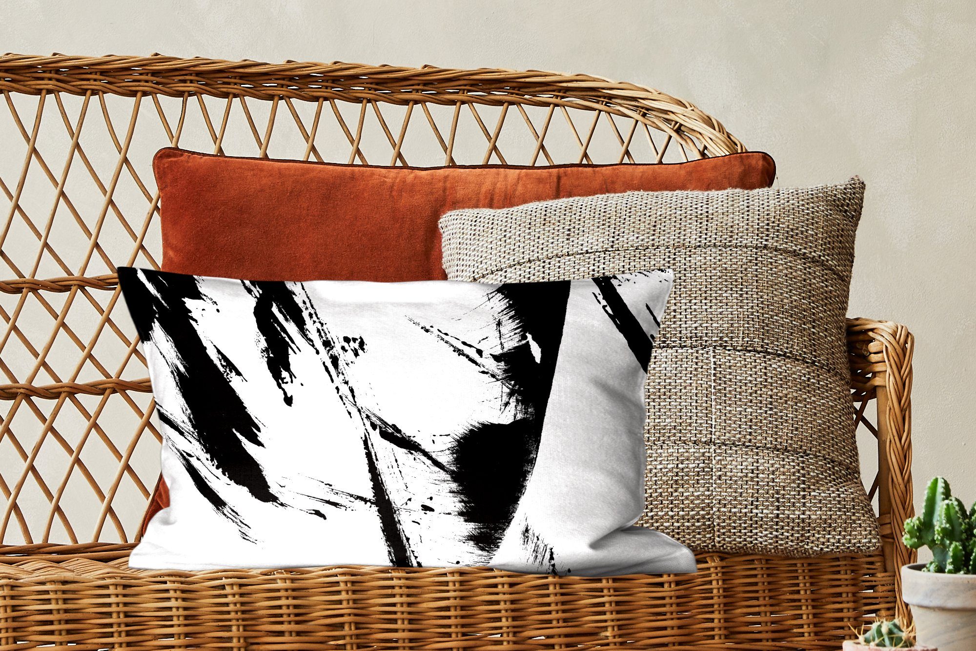 Abstrakt, Wohzimmer Füllung, MuchoWow Dekokissen Schlafzimmer - Dekoration, mit Schwarz Zierkissen, Dekokissen - Farbe