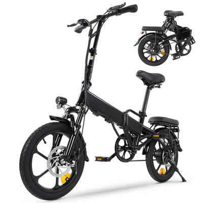 iscooter E-Bike 16 Zoll faltbares tragbares Elektrofahrrad 3A Schnellladegerät, Nabenschaltung, Heckmotor, 280,8 Wh Akku, 3 Geschwindigkeitsmodi, ABS Duales Bremssystem, bis 120kg, Wabenreifen