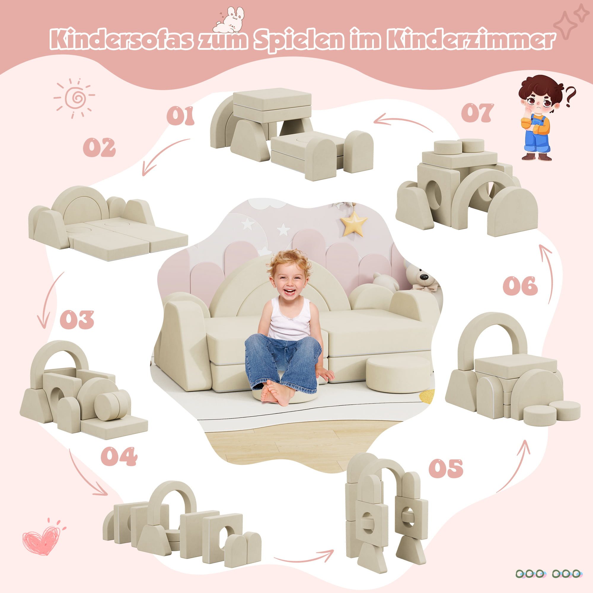 radelldar Kindersofa Modulare Spielsofa, 12 Teile, günstig online kaufen