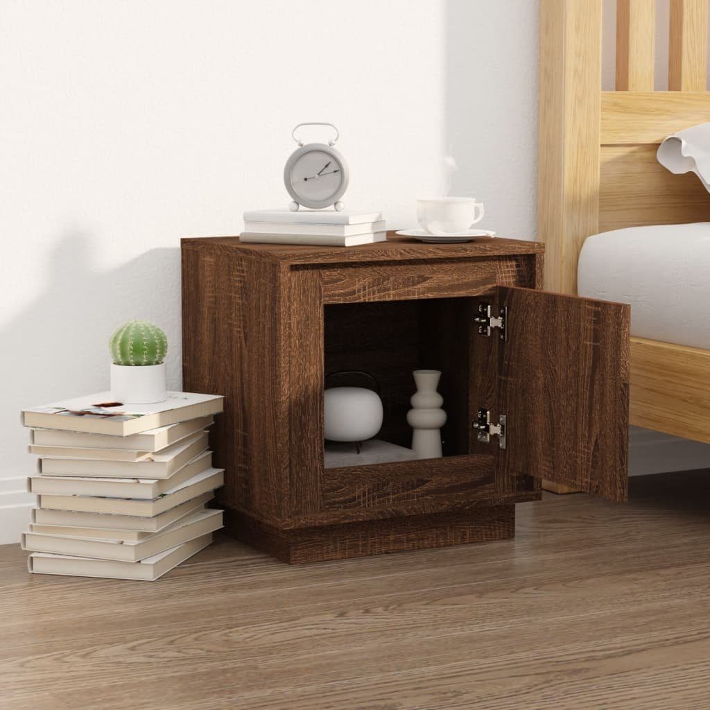 vidaXL Nachttisch NA Nachttisch Braun Eichen-Optik 44x35x45 cm Holz Nachtkonsole Nachtsc
