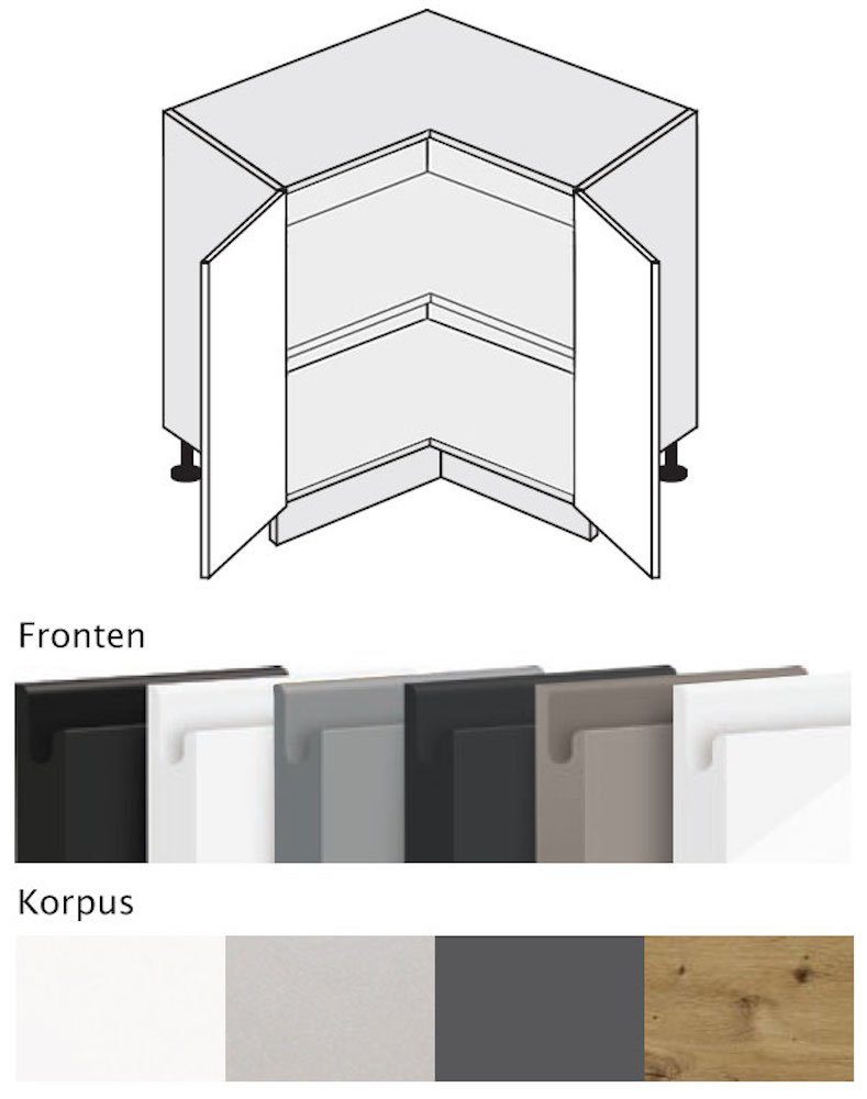 Unterschrank Feldmann-Wohnen grifflos Einlegeboden Korpusfarbe Acryl 2-türig wählbar mit Avellino matt weiß 84cm Front-&
