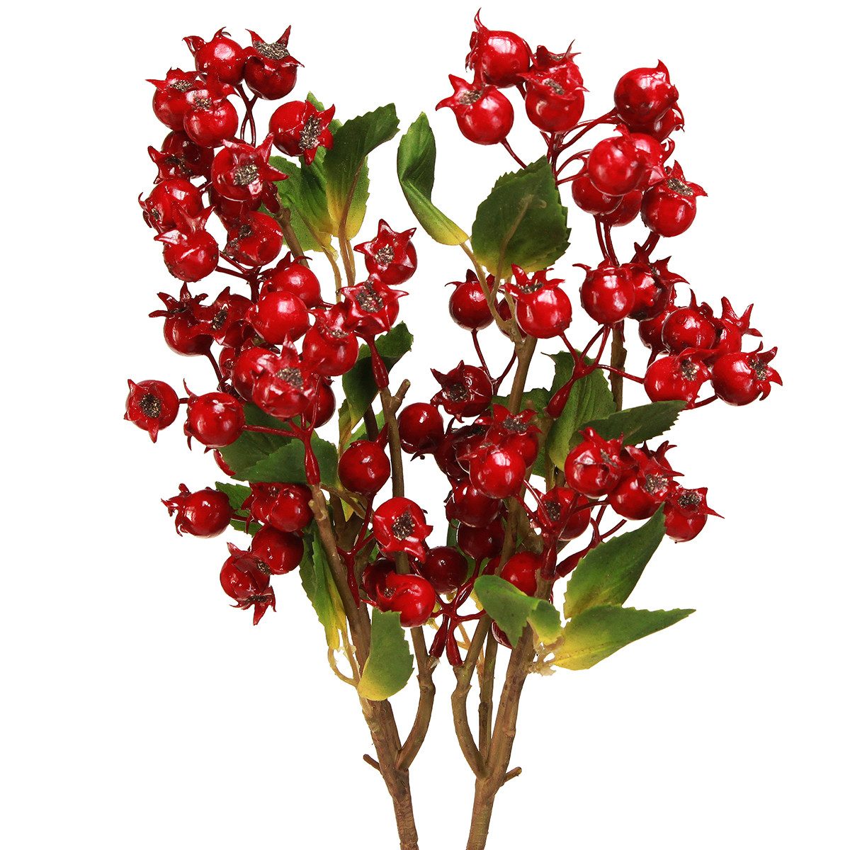 Künstliche Zimmerpflanze Hagebutten Deko Zweig künstlich mit roten Früchten, 2 Stück, Florists Products, Höhe 1.5 cm