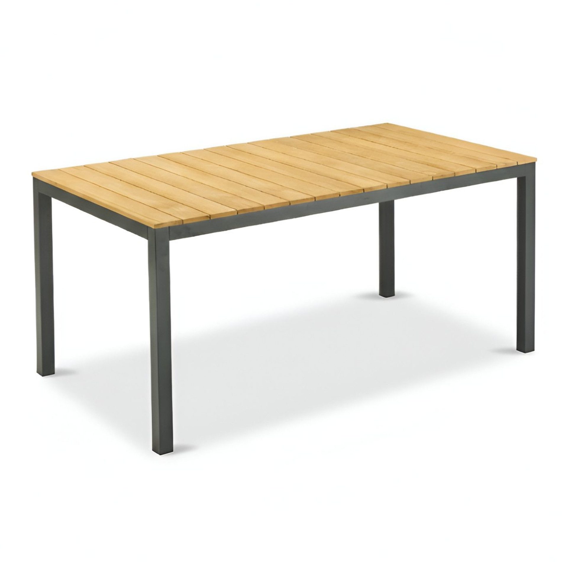 Liadomo Gartentisch Scalea, Outdoor-Tisch, Esstisch für Terrasse & Garten (echtes Holz), Tischplatte Teakholzleisten, Gestell Aluminium anthrazit